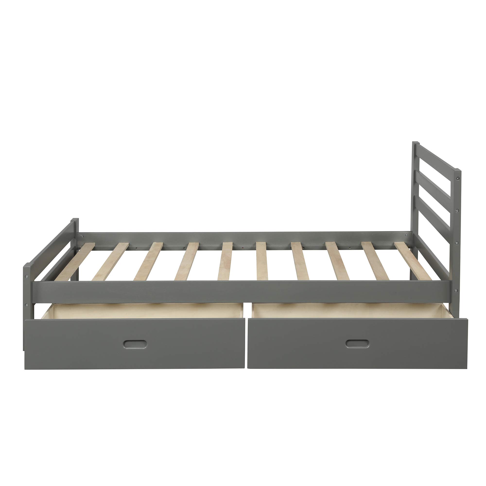 Anwick Full Size Platform Bed Frame with 2 Storage Drawers & Headboard - Sturdy Wood Slat Support (500 lbs Capacity) - No Box Spring Required - Easy Assembly (Gray) - Perfect for Small Bedrooms & Guest Rooms
