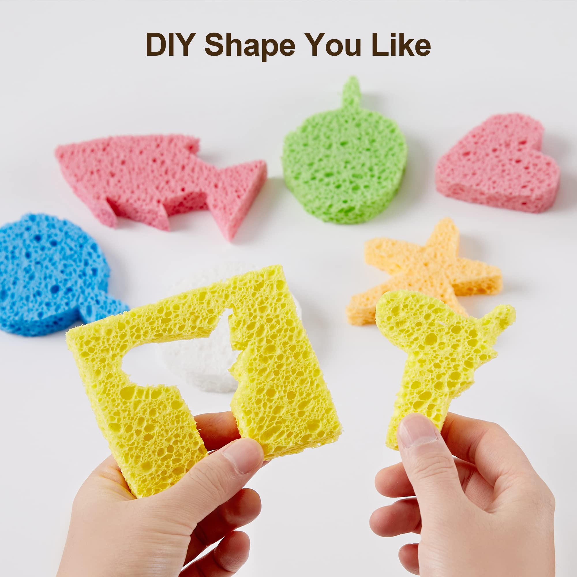 JOYMOOP Compressed Cellulose Sponges for Kitchen - 12 Pack Non-Scratch Dishwashing & Household Cleaning Sponges | Eco-Friendly, Colorful Scrub Sponges for Dishes, Countertops & Bathroom Cleaning