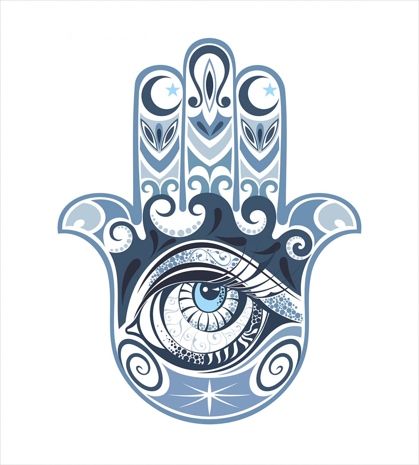 Ambesonne Evil Eye Duvet Cover Set - Hand-Painted Cultural Luck Charm Bedding, 2 Duvet Covers & 4 Pillowcases, 2-Pack California King Size in Dark Blue & Pale Blue - Perfect for Bedroom Decor, Spiritual Protection & Unique Gift Ideas