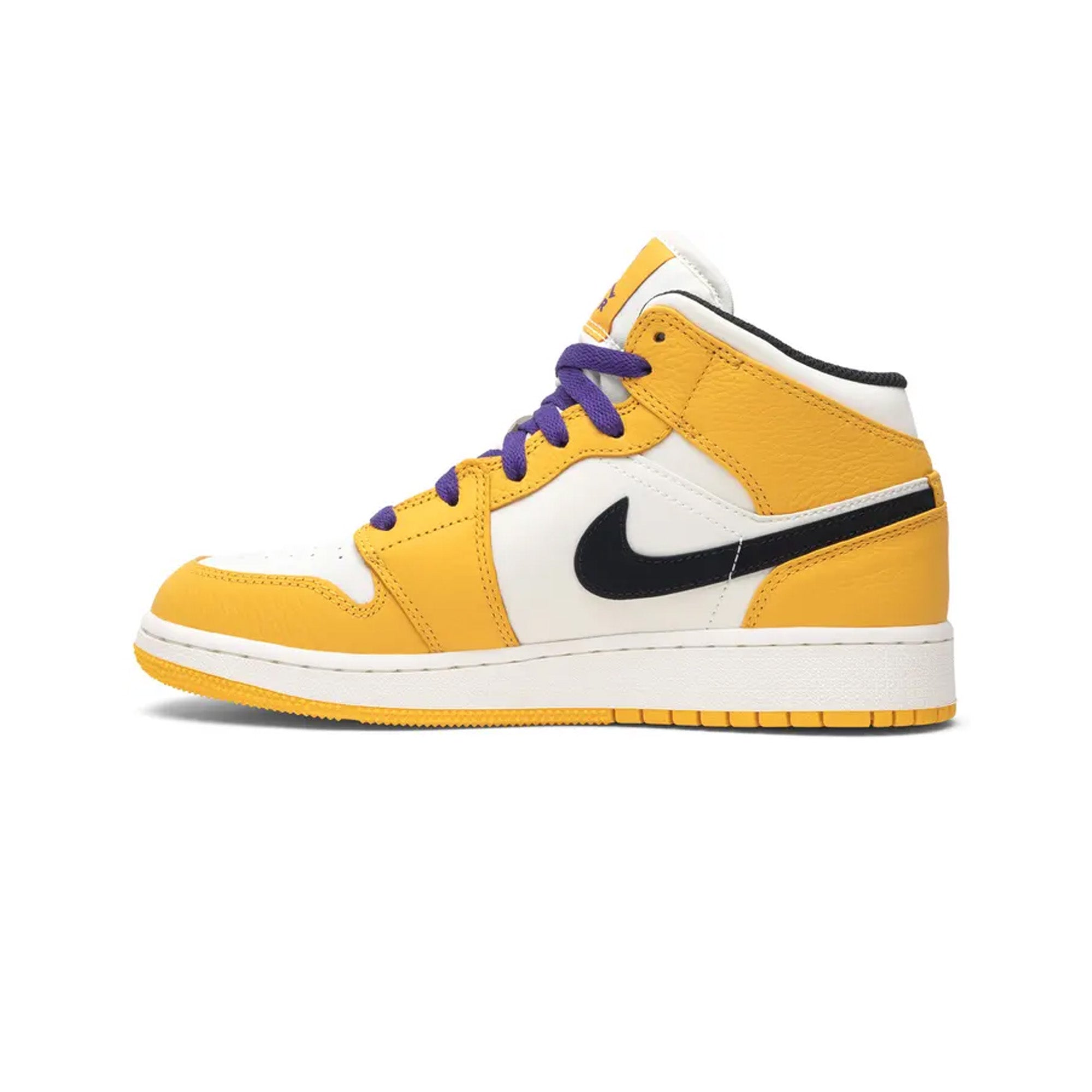 Air Jordan 1 Mid SE 'Lakers' GS Basketball Shoes - Purple & Gold Sneakers for Kids & Teens | Perfect for Basketball Games, Streetwear & Casual Outfits