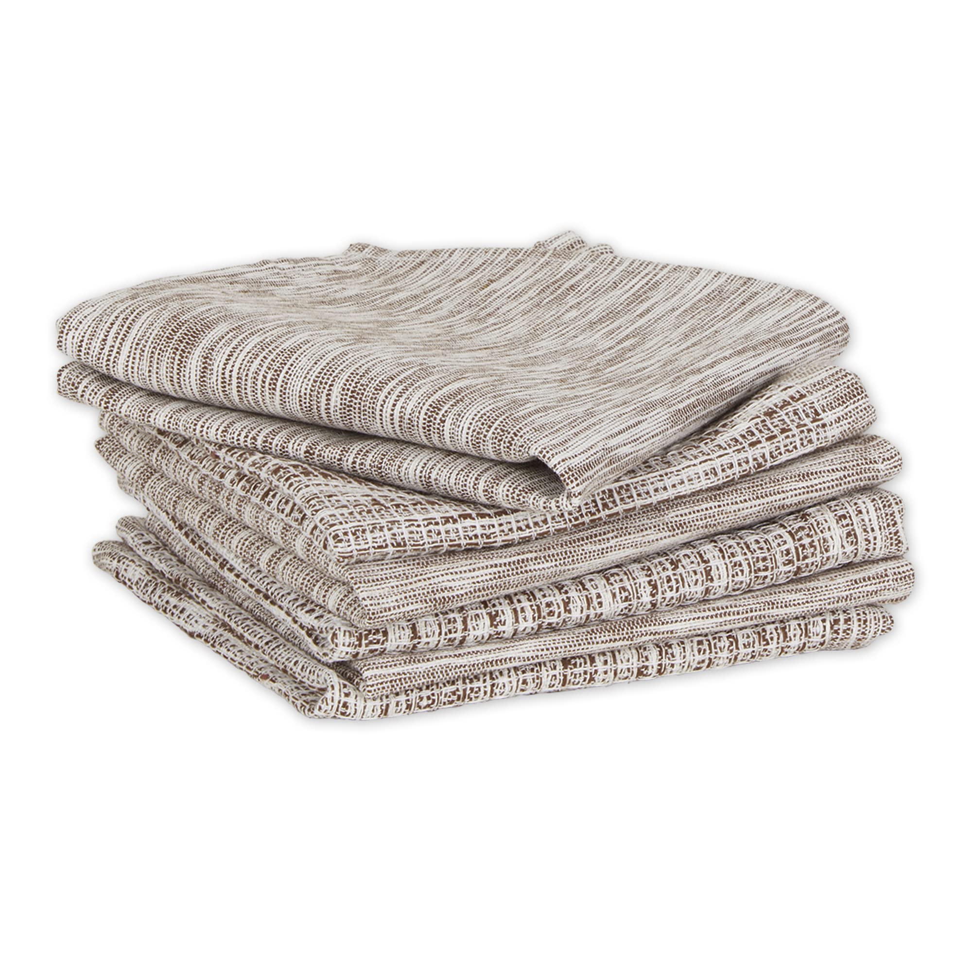 Eco-Friendly DII Recycled Cotton Waffle Dishcloth Set - 6-Piece Absorbent Kitchen Towels (12x12, Leather Brown) | Perfect for Dish Drying, Counter Cleaning & Sustainable Home Decor