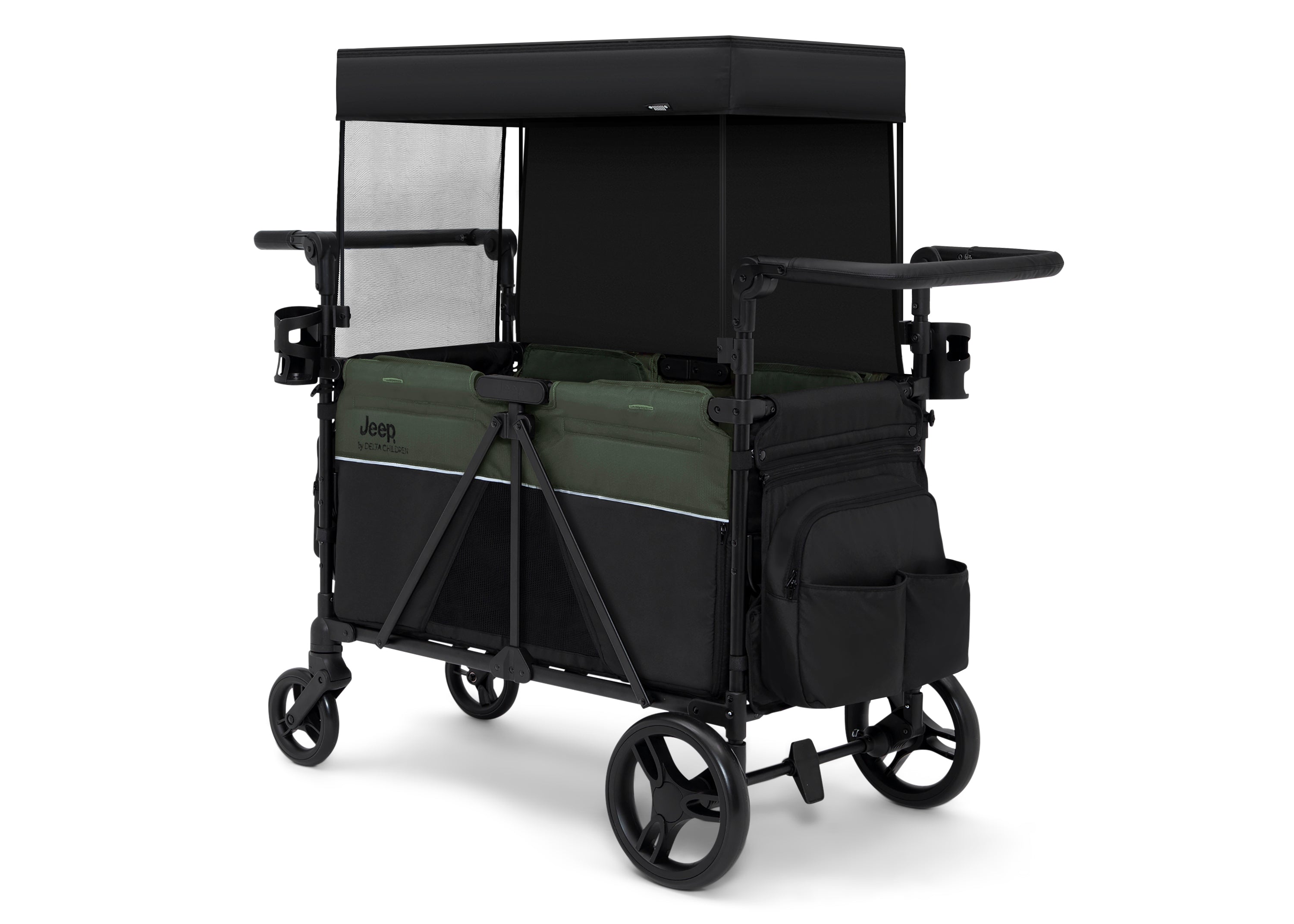 Jeep Aries Stroller Wagon - All-Terrain 4-Wheel Stroller Wagon for Kids, Foldable Baby Wagon with Canopy & Storage | Perfect for Beach, Park, Camping & Outdoor Adventures