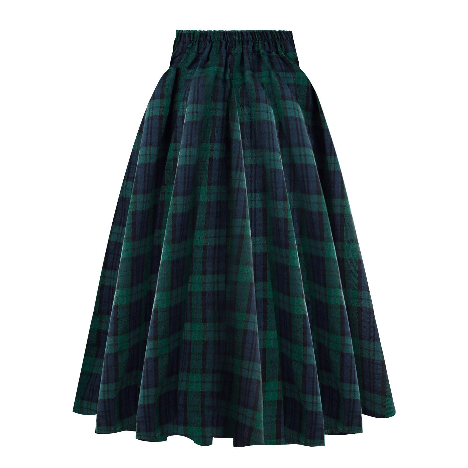 Stylish Women's Vintage High Waist Pleated Plaid Skirt with Pockets - Casual Fashion Skirt for Beach, Office & Everyday Wear