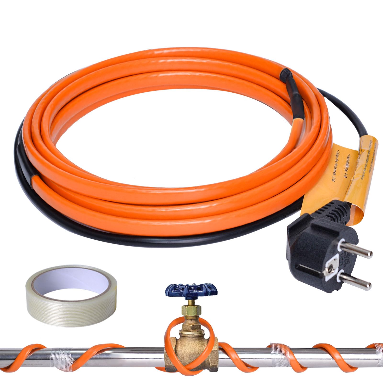 Heninhill 2m Self-Regulating Heating Cable - Frost Protection for Water Pipes, Plants & Gutters | Weatherproof Pipe Heater for Winter, Roof De-Icing & Garden Protection