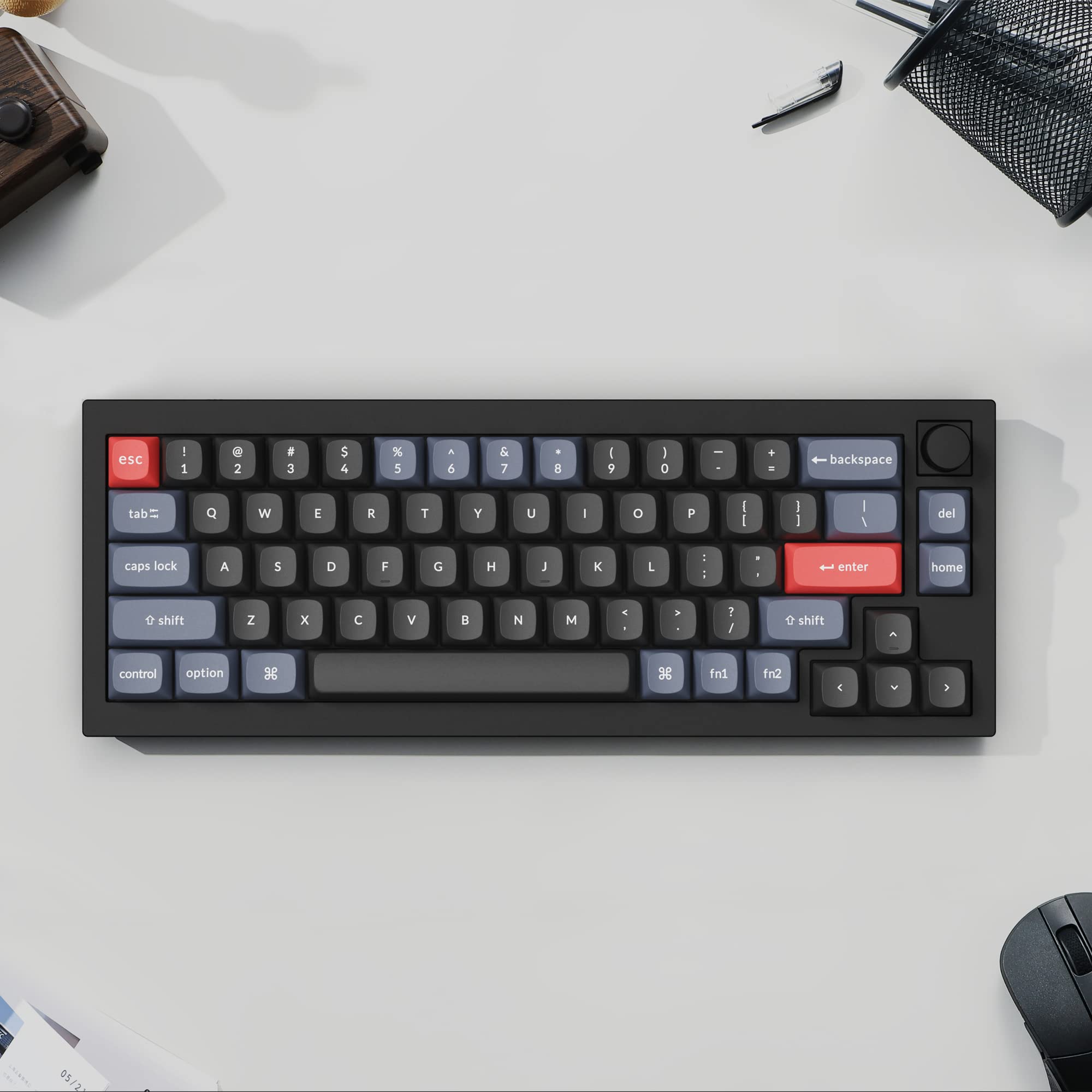 Keychron Q2 Wired Custom Mechanical Keyboard - 65% Compact Layout with Knob, Hot-Swappable Gateron G Pro Blue Switches, QMK/VIA Programmable Macros, Double Gasket Design for Mac/Windows/Linux (Black) | Perfect for Gaming, Coding & Office Work