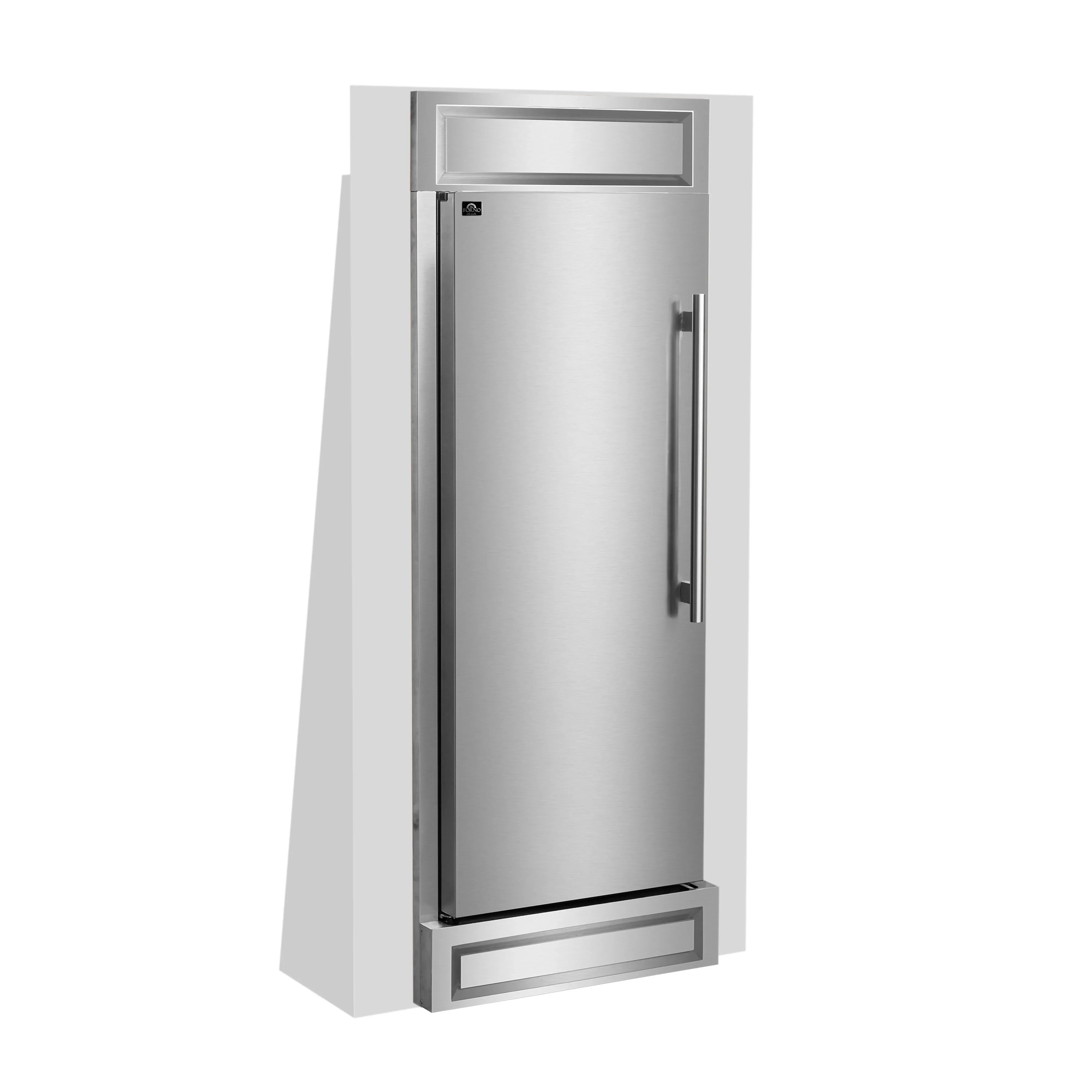 Forno Maderno 32 Inch 13.6 cu.ft. Left Swing Convertible Refrigerator Freezer - Built-In Stainless Steel with Decorative Grill Trim (FFFFD1722 32LS) - Perfect for Modern Kitchens, Open Concept Living Spaces & Home Bars