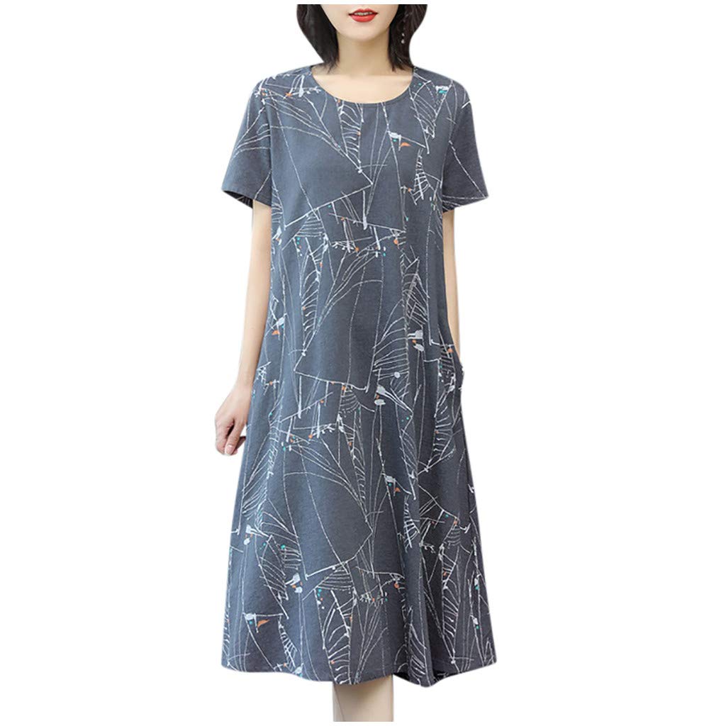 Twoker Women's Casual Long Sleeve O-Neck Printed Loose Dress - Perfect for Spring/Summer Outfits, Beach Vacations & Date Nights