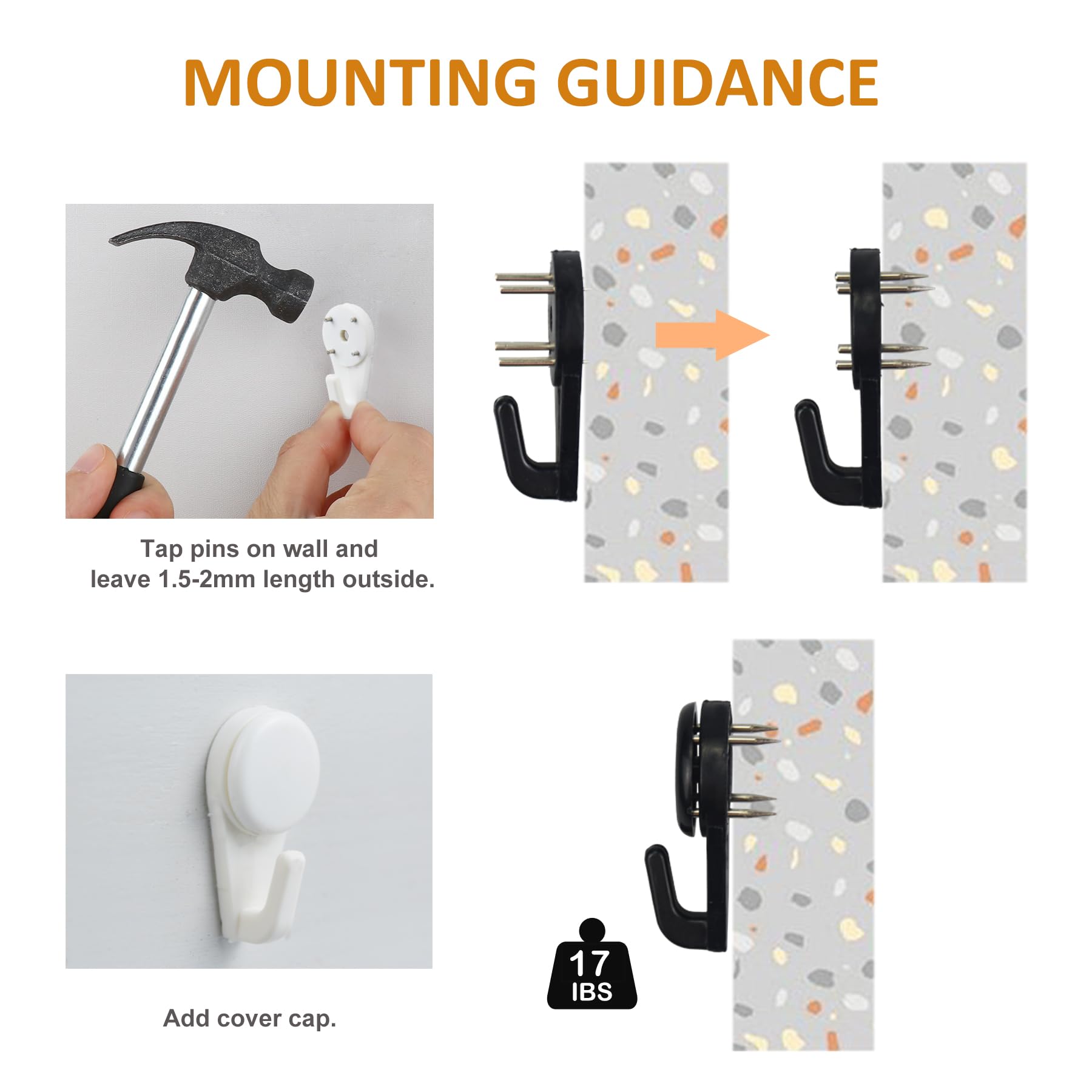 30 Pack Heavy Duty Light Hooks for Concrete Walls - Small Utility Wall-Mount Hangers for Outdoor String Lights, Hanging Plants, Shelves & Picture Tapestry - Durable for Wood, Cement & Stucco - Perfect for Patio, Garden & Home Decor (Black)