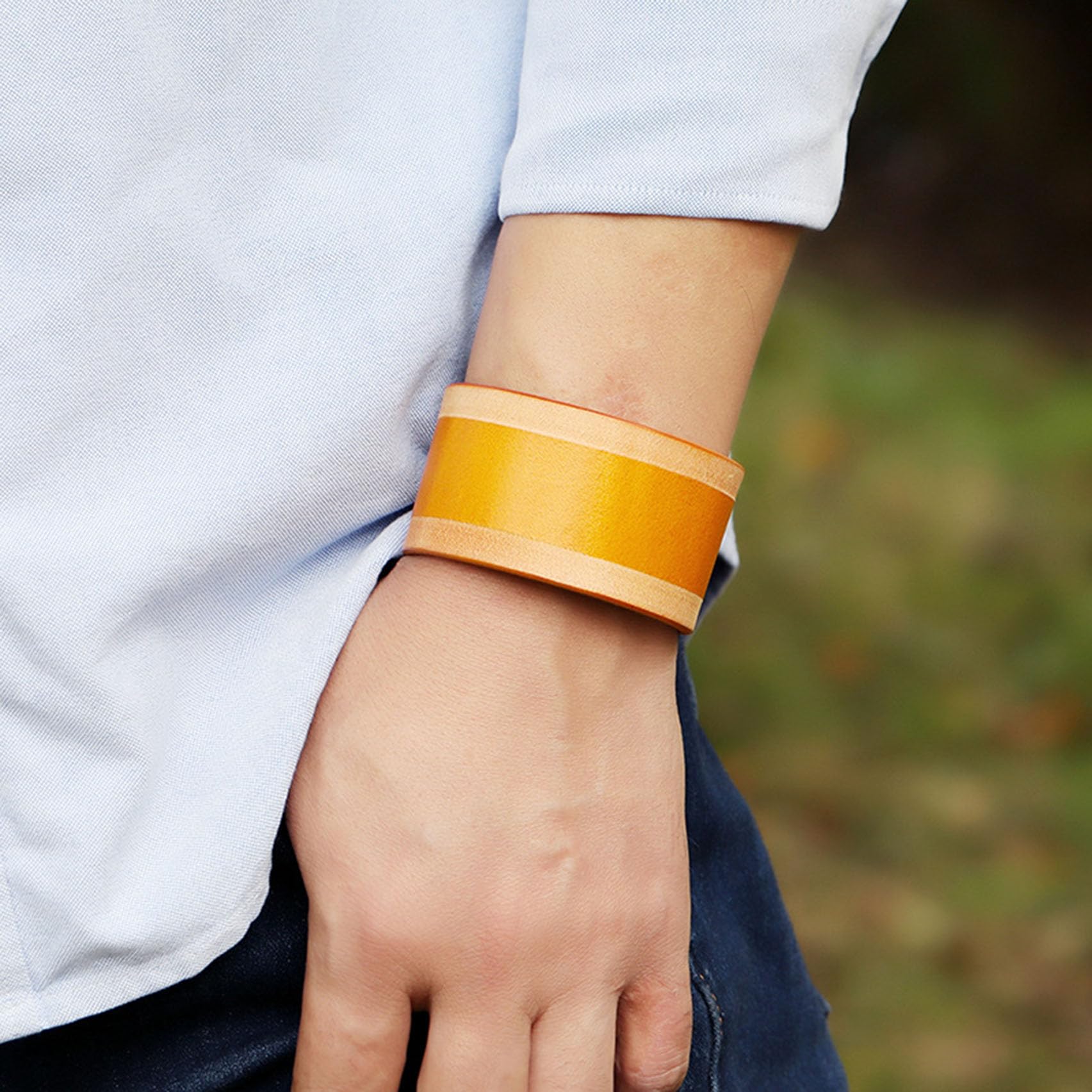 Punk Rock Adjustable Snap Wristband - Wide Faux Leather Arm Cuff Bracelet with Print Pattern | Perfect for Concerts, Music Festivals & Gothic Fashion Accessories