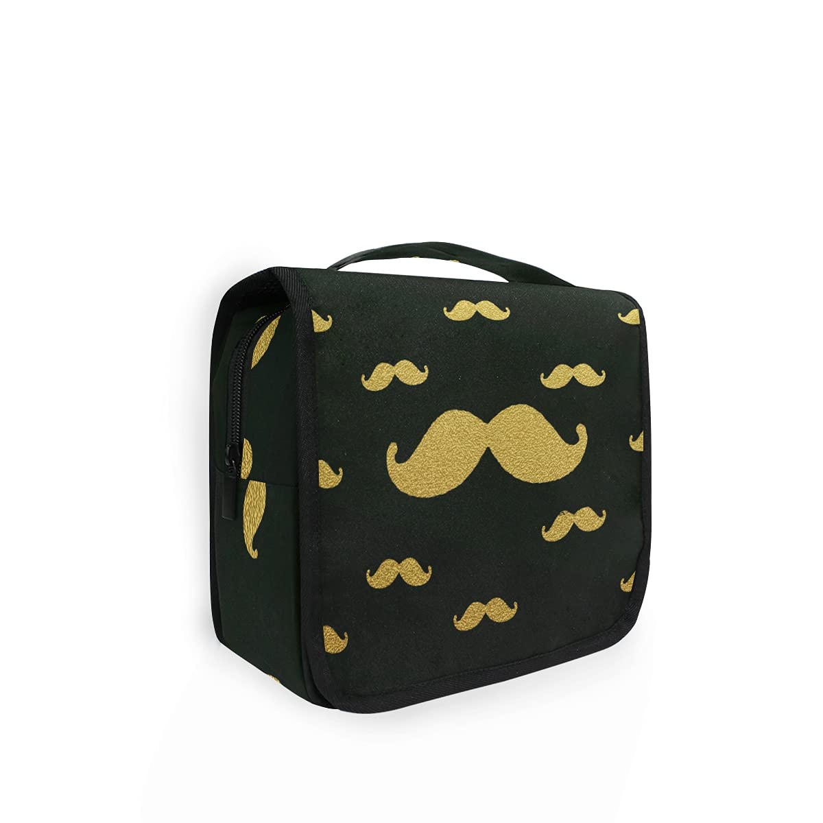 Susiyo Hanging Toiletry Bag - Gold Mustache Travel Cosmetic Organizer for Women | Waterproof Makeup Bag for Bathroom, Gym & Vacation Essentials