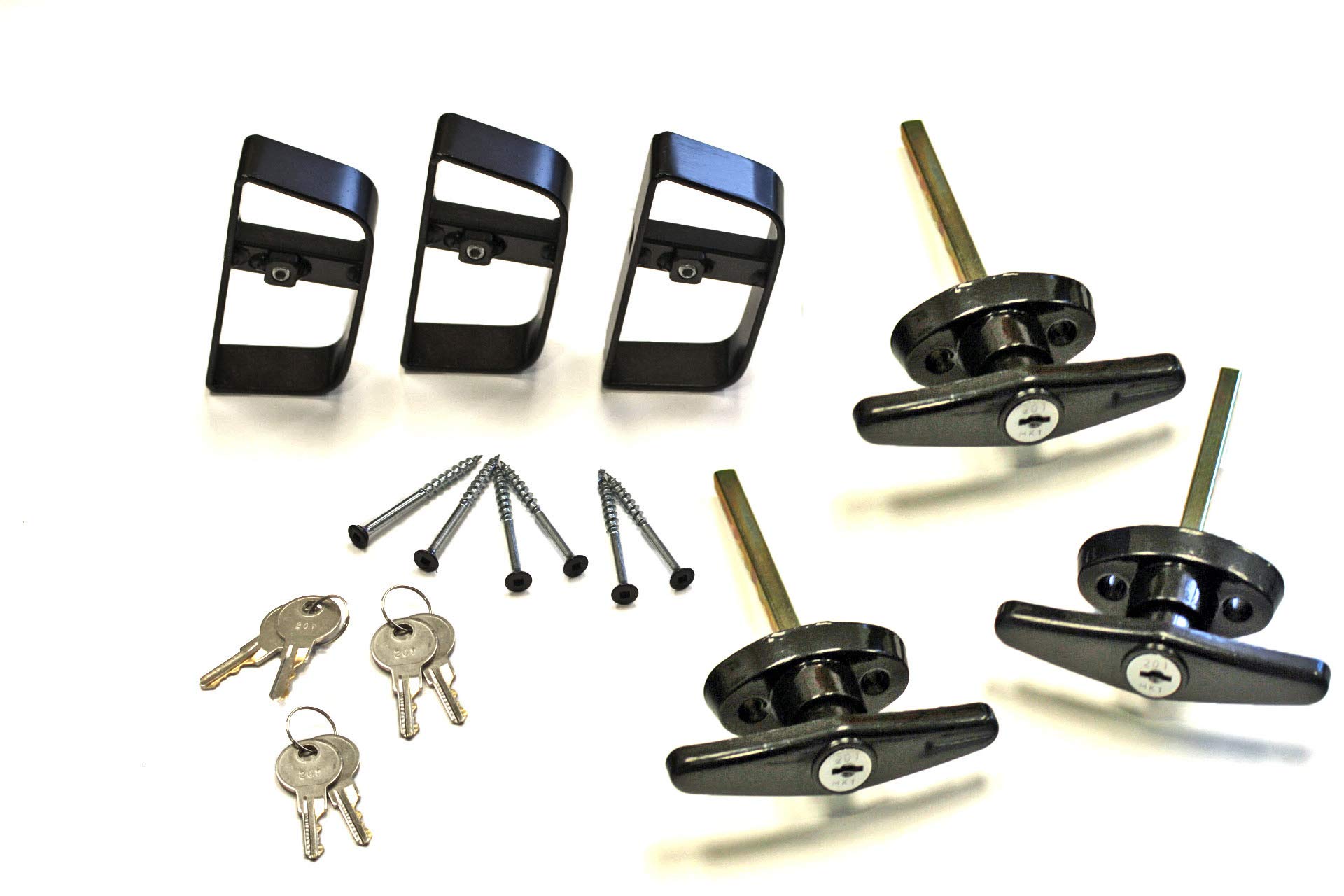 Black T-Handle Door Lock Set for Shed, Gate & Playhouse - Keyed Alike (3-Pack)