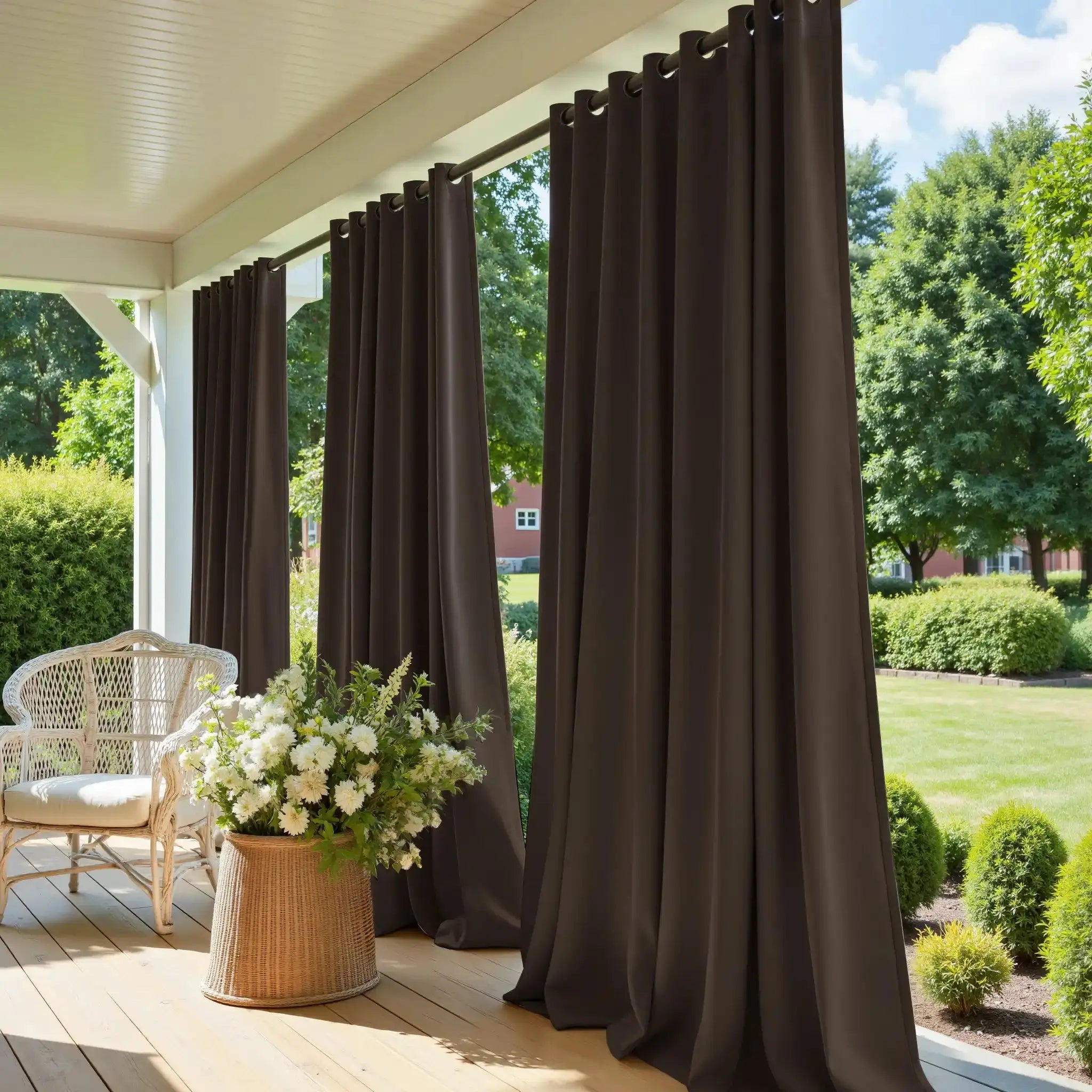 Premium Solid Acrylic Outdoor Curtains - Waterproof & UV Resistant Patio Drapes for Porch, Deck, and Poolside Privacy - Heavy Duty Weatherproof Window Treatments for Sun Protection and Decoration