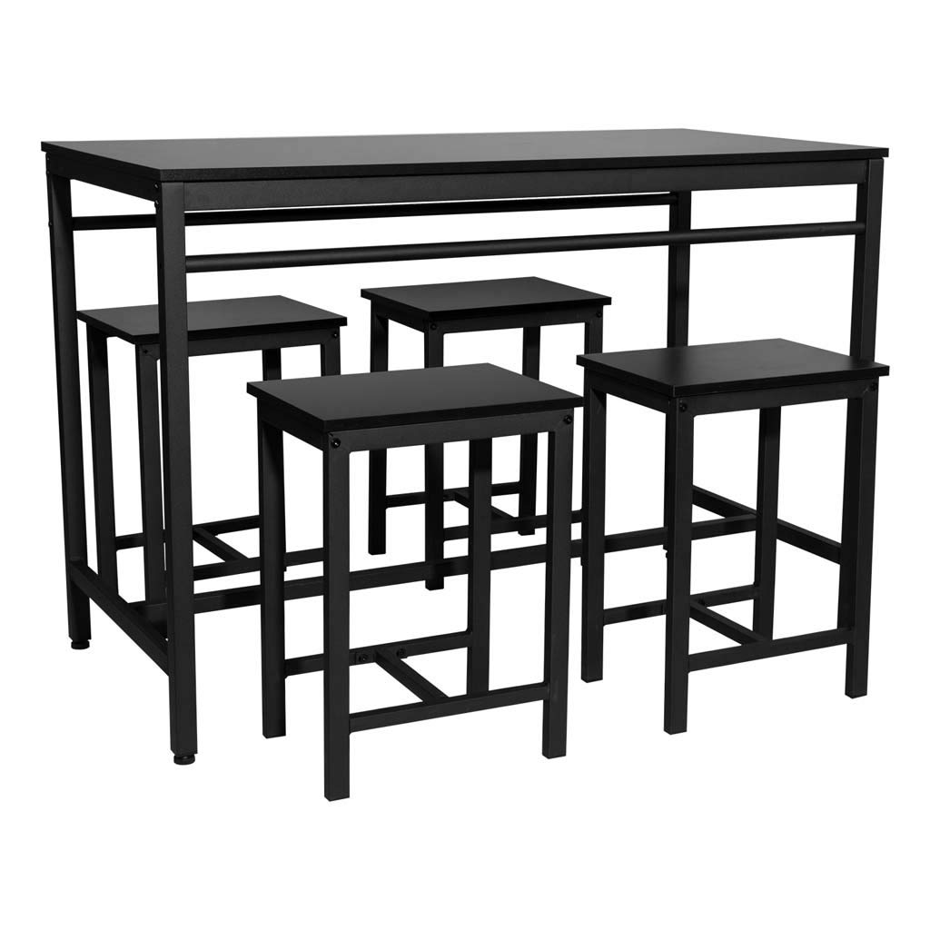 LTFS 5-Piece Modern Industrial Style Dining Table Set - Black, Kitchen & Dining Room Furniture for Home, Perfect for Small Spaces & Family Gatherings