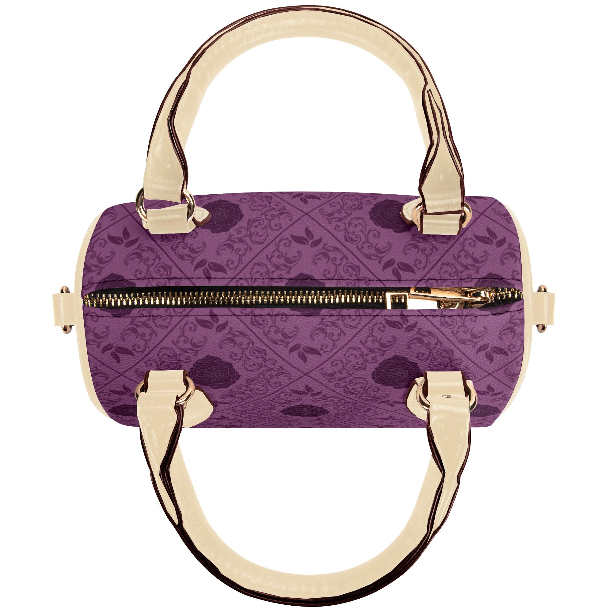 Gothic Purple Flower Leather Mini Boston Handbag for Women - Elegant Gothic Style Crossbody Purse for Daily Use, Parties & Date Nights