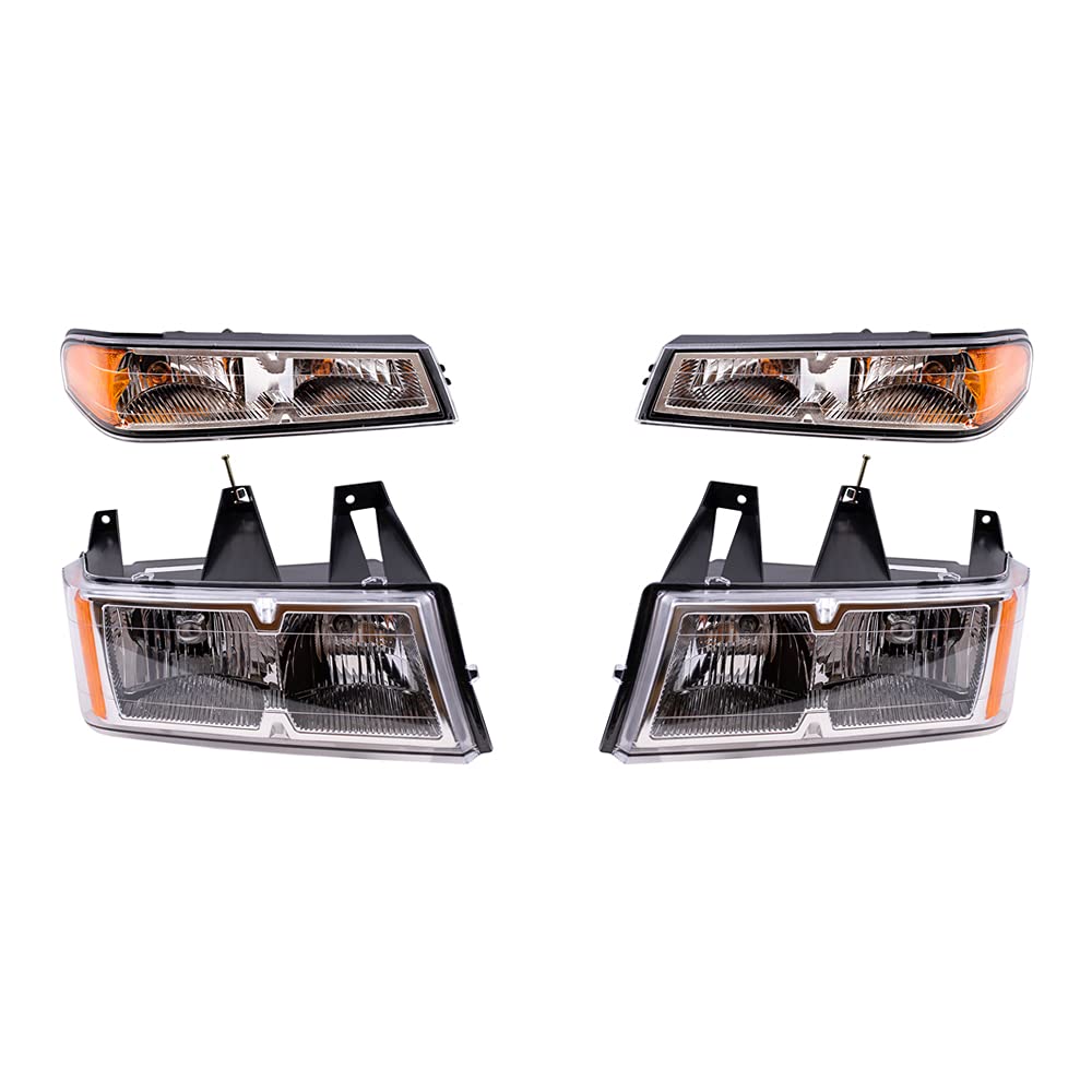 2005-2008 Chevy Colorado Xtreme Package Replacement Headlights - Driver & Passenger Side LED Headlamps + Parking Signal Lights 4-Piece Set | Improved Night Visibility & Style Upgrade for Off-Road Driving