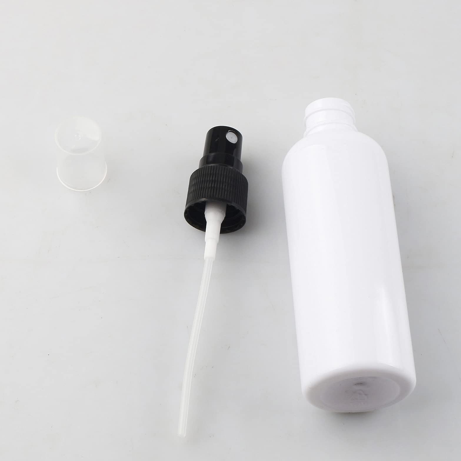 12 Pack 100ml Empty Fine Mist Plastic Spray Bottles - Travel Size Refillable Atomizer with Black Pump Head & 2 Funnels - Perfect for Cosmetics, Essential Oils, Hair Care & DIY Projects (Pink)