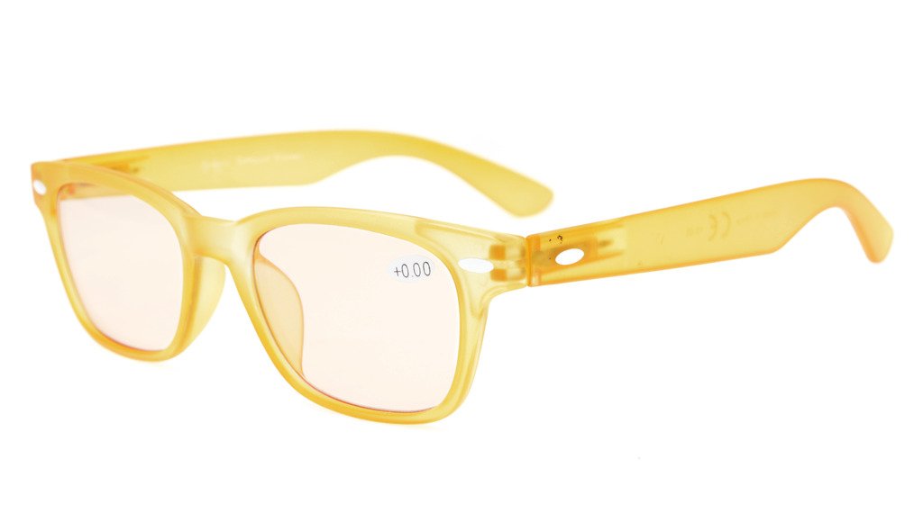 Eyekepper Computer Glasses with Blue Light Blocking - Comfortable Tinted Lens for Digital Eye Strain Relief, Matte Yellow Frame +3.00 Diopter - Perfect for Office Work, Gaming & Screen Time