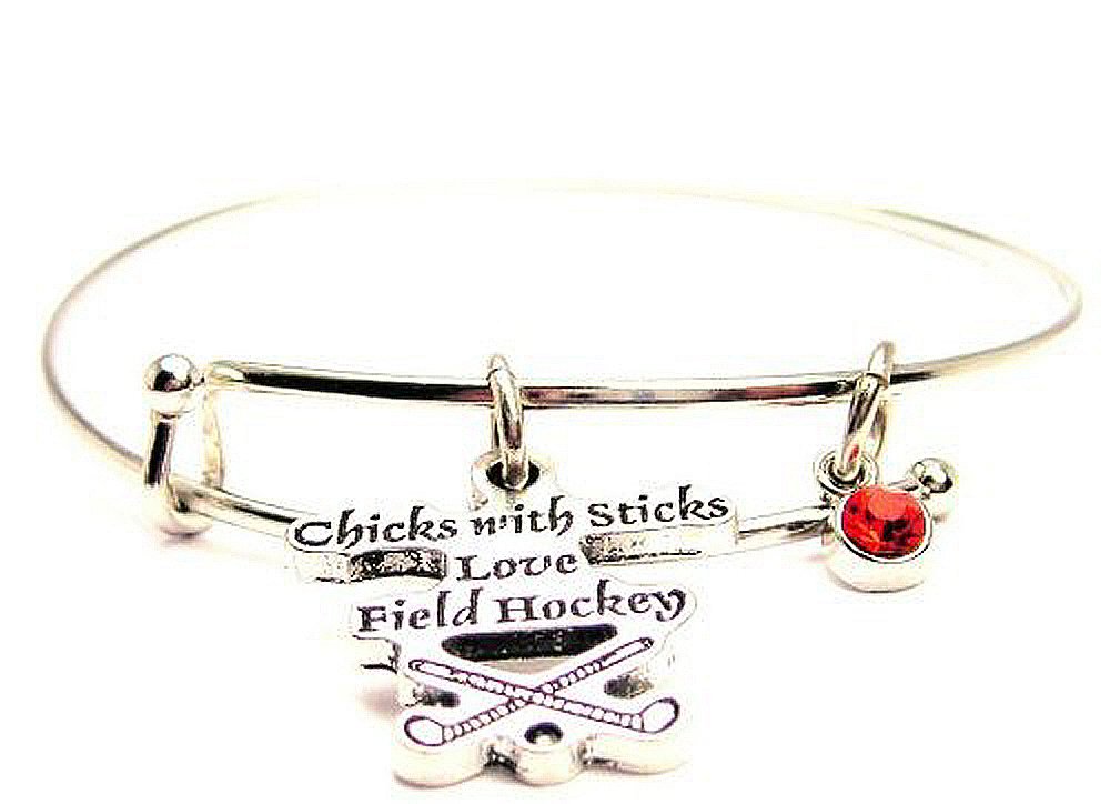 Adjustable Wire Bangle Charm Bracelet for Field Hockey Lovers - Perfect Gift for Players & Fans - Game Day, Practice & Sports Events Jewelry
