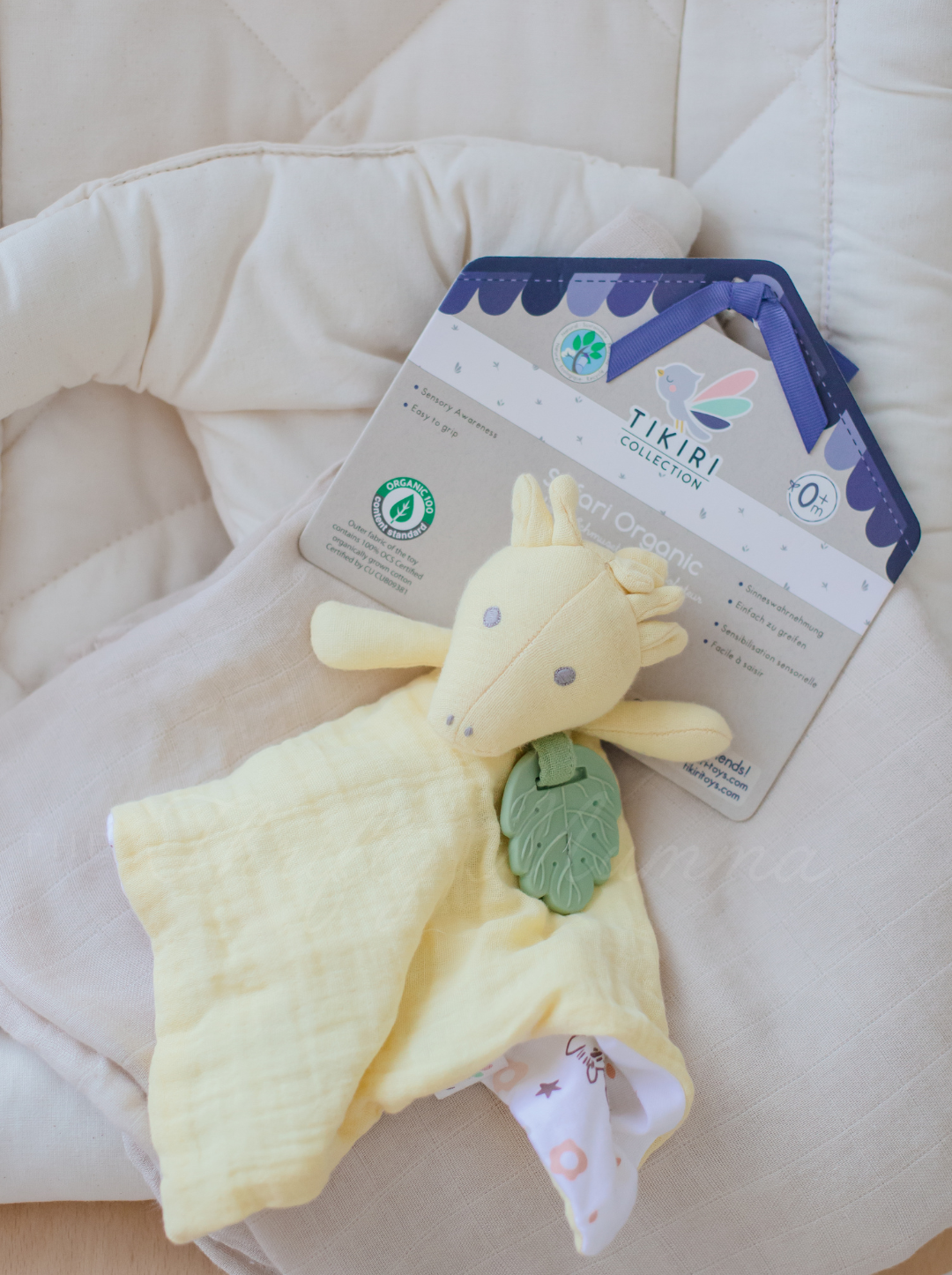 Organic Baby Comforter with Natural Rubber Teether - Soft & Safe for Newborns & Toddlers - Perfect for Soothing, Teething & Sleep Time