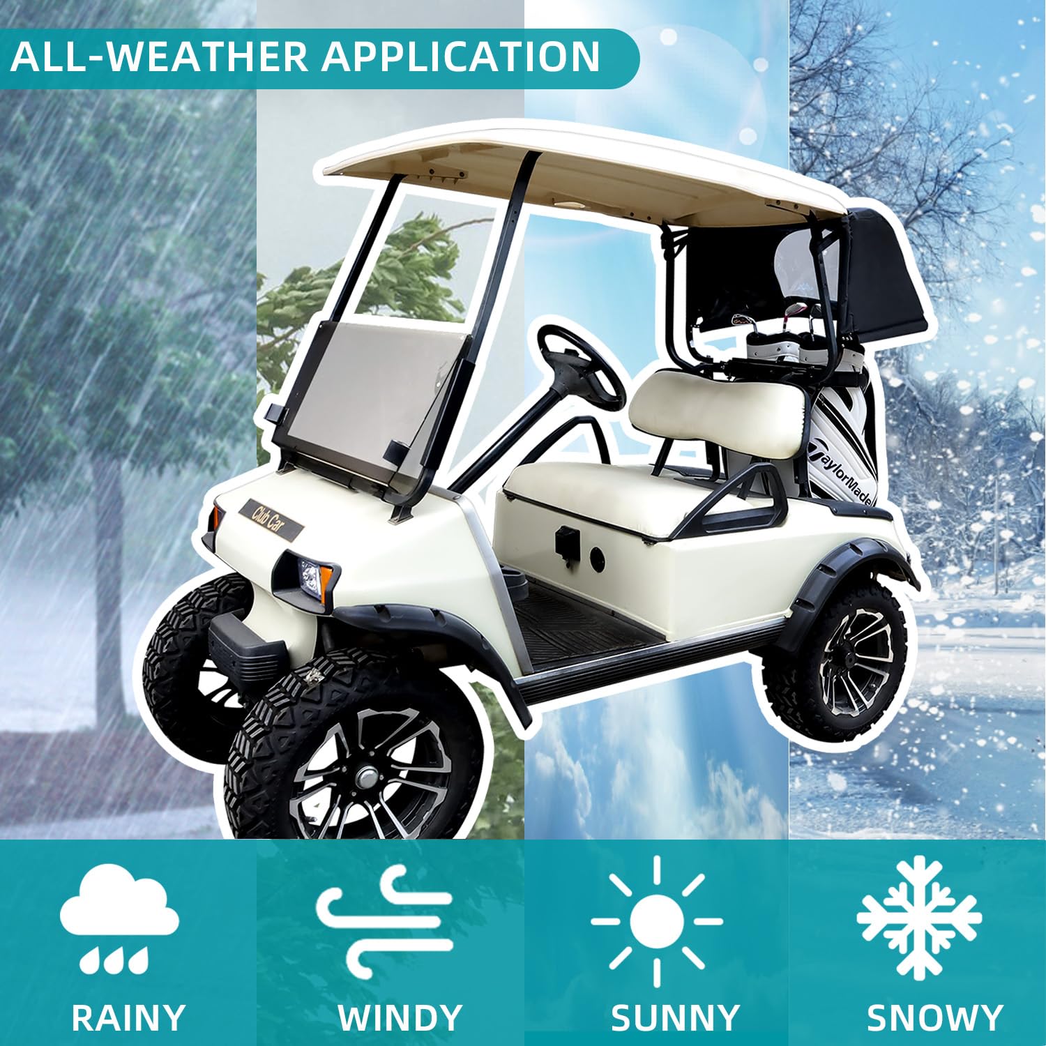 Universal Rear Bag Rain Cover Kit for Golf Carts - Waterproof Protection for Golf Clubs & Equipment - Perfect for Rainy Days & Outdoor Storage