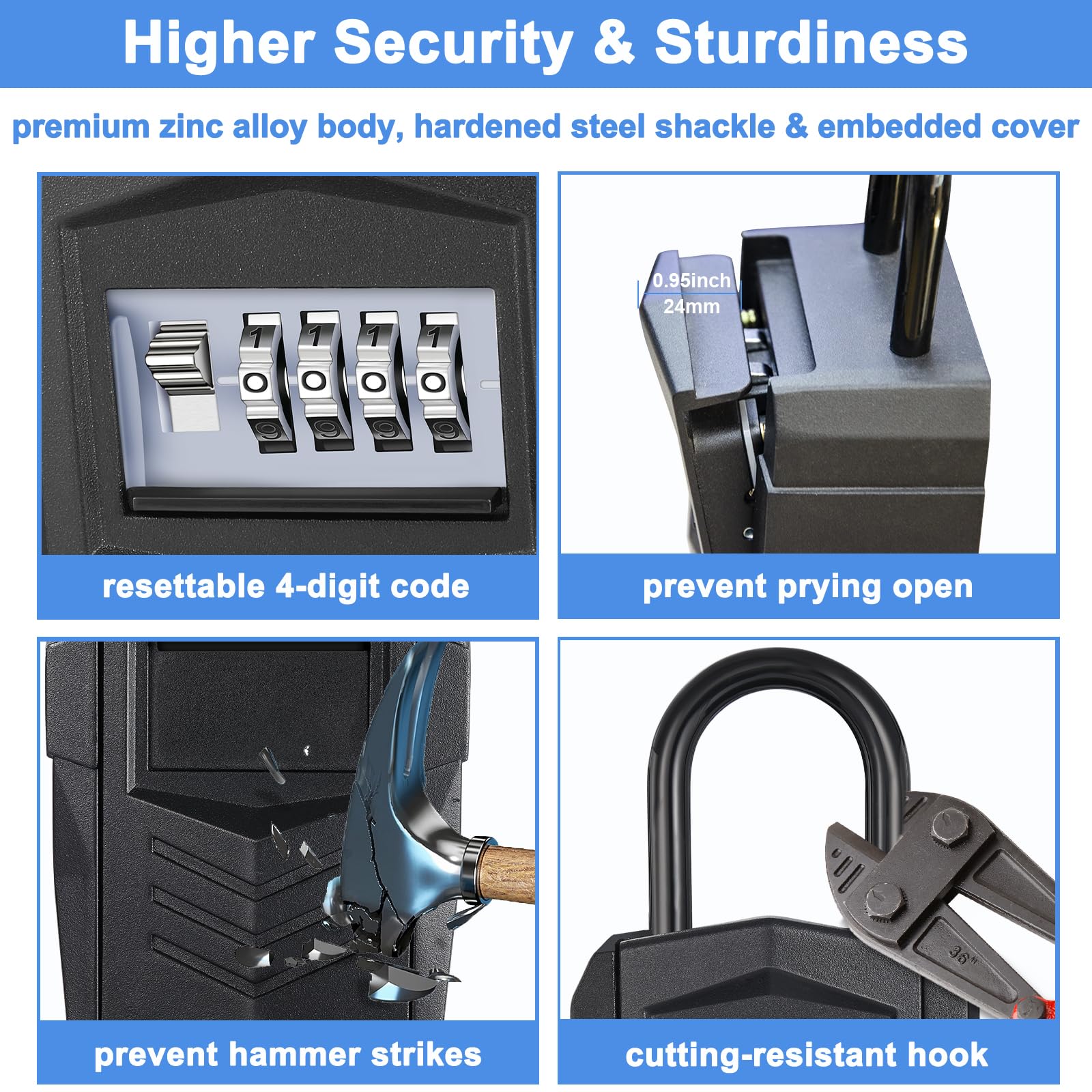 Durable Outdoor Key Lock Box - Secure Key Storage for 10 Keys, Wall Mount & Hang, Waterproof Key Safe for Home, Apartment, Realtor, Car Keys | Perfect for Vacation Rentals, Airbnb Hosts & Property Management