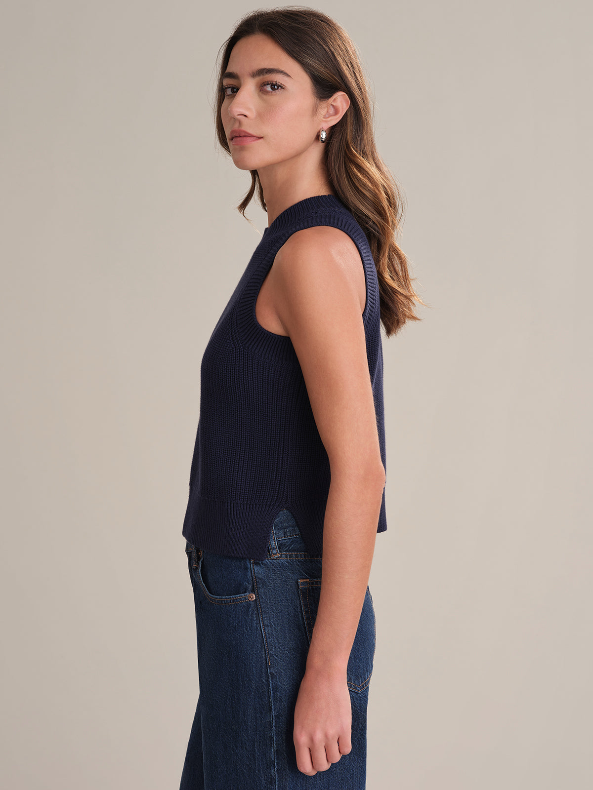 Demi High Crewneck Cotton Tank Top for Women - Soft Breathable Casual Wear for Summer, Gym, and Layering