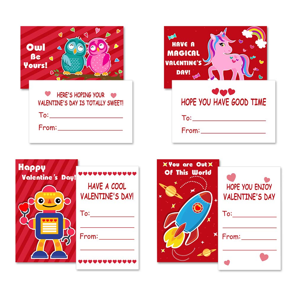 Valentine's Day Cards for Kids - 36 Pack with 9 Teacher Cards, 32 Stickers & Classroom Mailbox - Perfect for School Exchanges, Parties & Holiday Celebrations