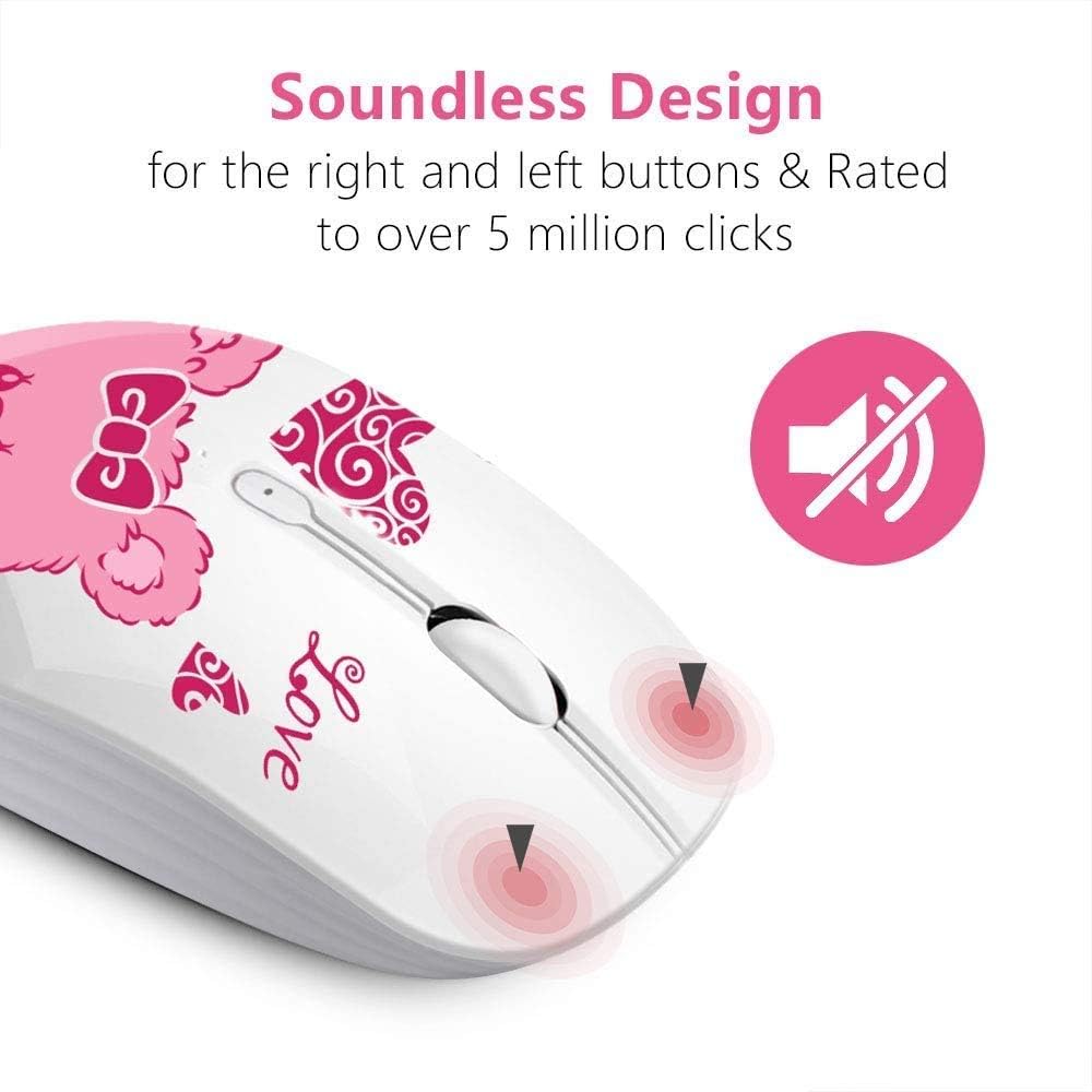 Wireless Mouse with Nano Receiver - Silent Click, Portable Optical Mouse for PC, Laptop, MacBook - Perfect for Office, Travel & Home Use (Bear Design)