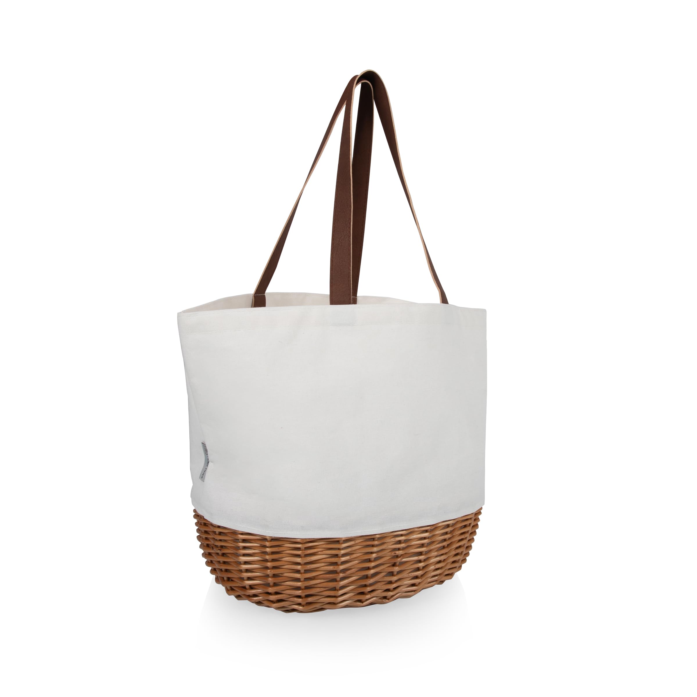 PICNIC TIME Promenade Picnic Basket for 2 - Willow & Canvas Picnic Set with Utensils, Wine Glasses, Plates - Perfect for Romantic Dates, Outdoor Dining, Beach Picnics & Park Outings (Beige)