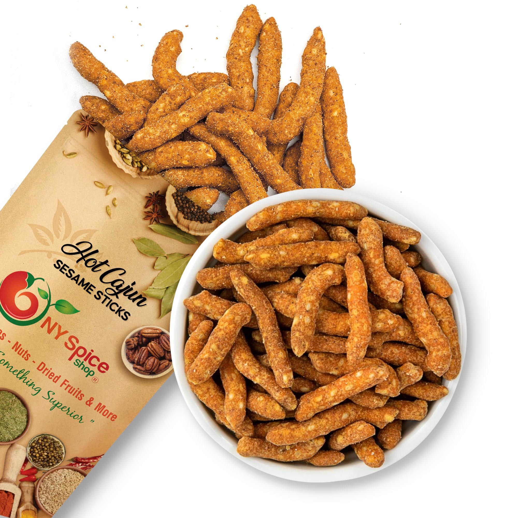 NY Spice Shop Cajun Sesame Sticks - 3lb Spicy Toasted Snack Mix - Hot & Crunchy Sesame Sticks - Perfect for Parties, Road Trips & Movie Nights