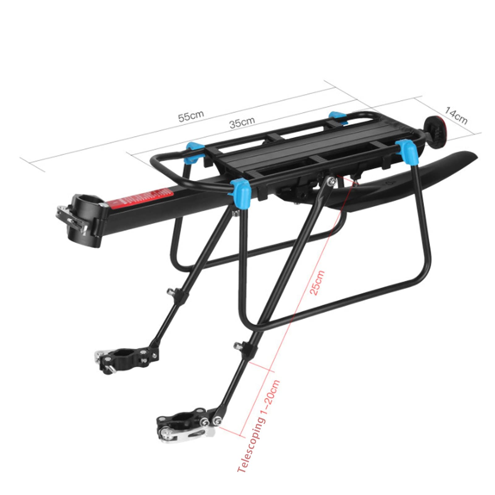 Heavy Duty Bike Pannier Rack - 50kg Capacity Adjustable Bicycle Rear Cargo Carrier | Waterproof Cycling Accessories for Commuting, Touring & Shopping | Universal Fit for Mountain/Road Bikes (Black)