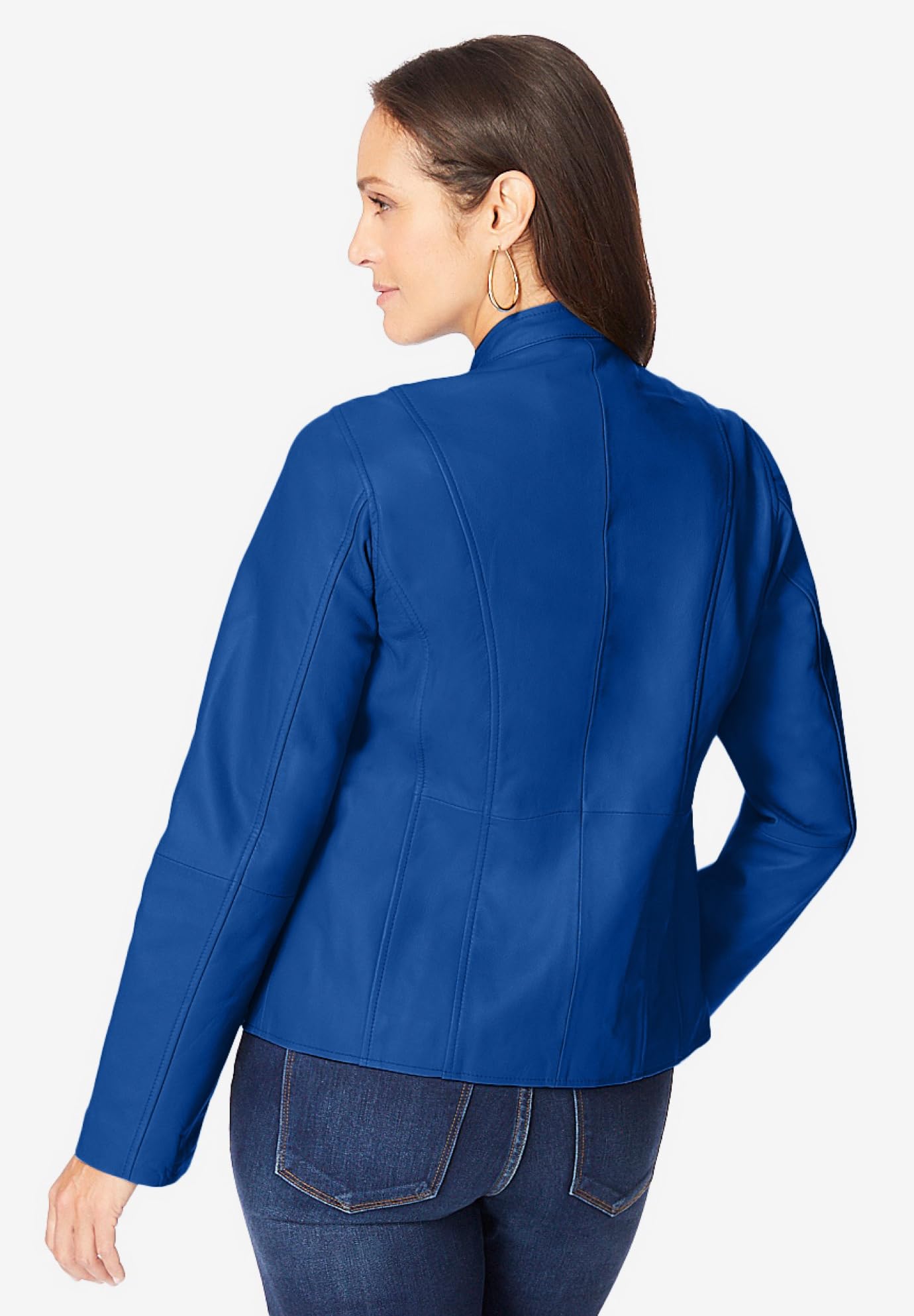 Jessica London Women's Plus Size Zip Front Leather Jacket - Stylish Faux Leather Moto Jacket for Curvy Women | Perfect for Casual Outings, Date Nights & Fall Layering