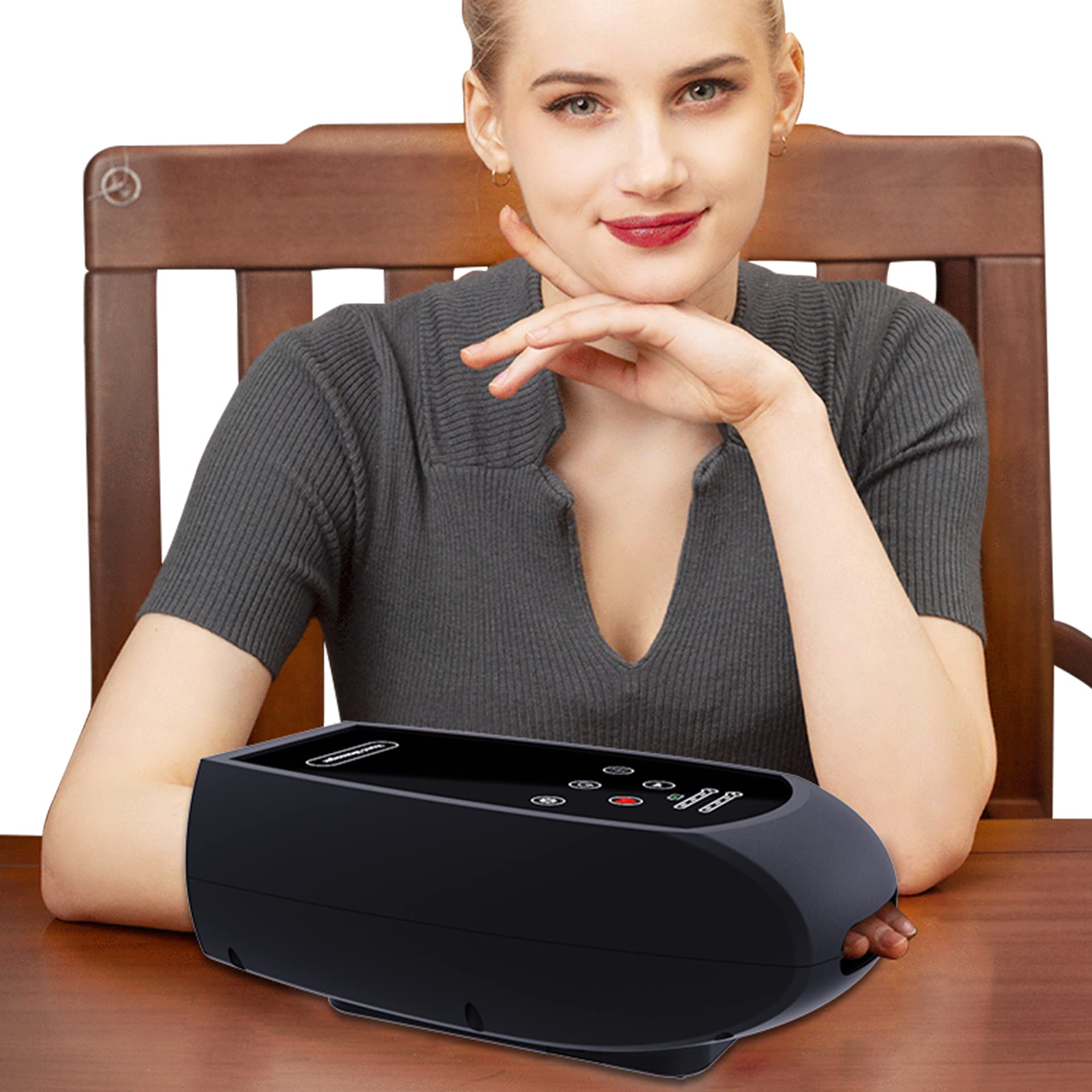 Hand Massager with Heat - Perfect Birthday Gifts for Women, Men, Mom, Dad & Teen Girls - Relaxing Black Massage Device for Home, Office & Travel Use