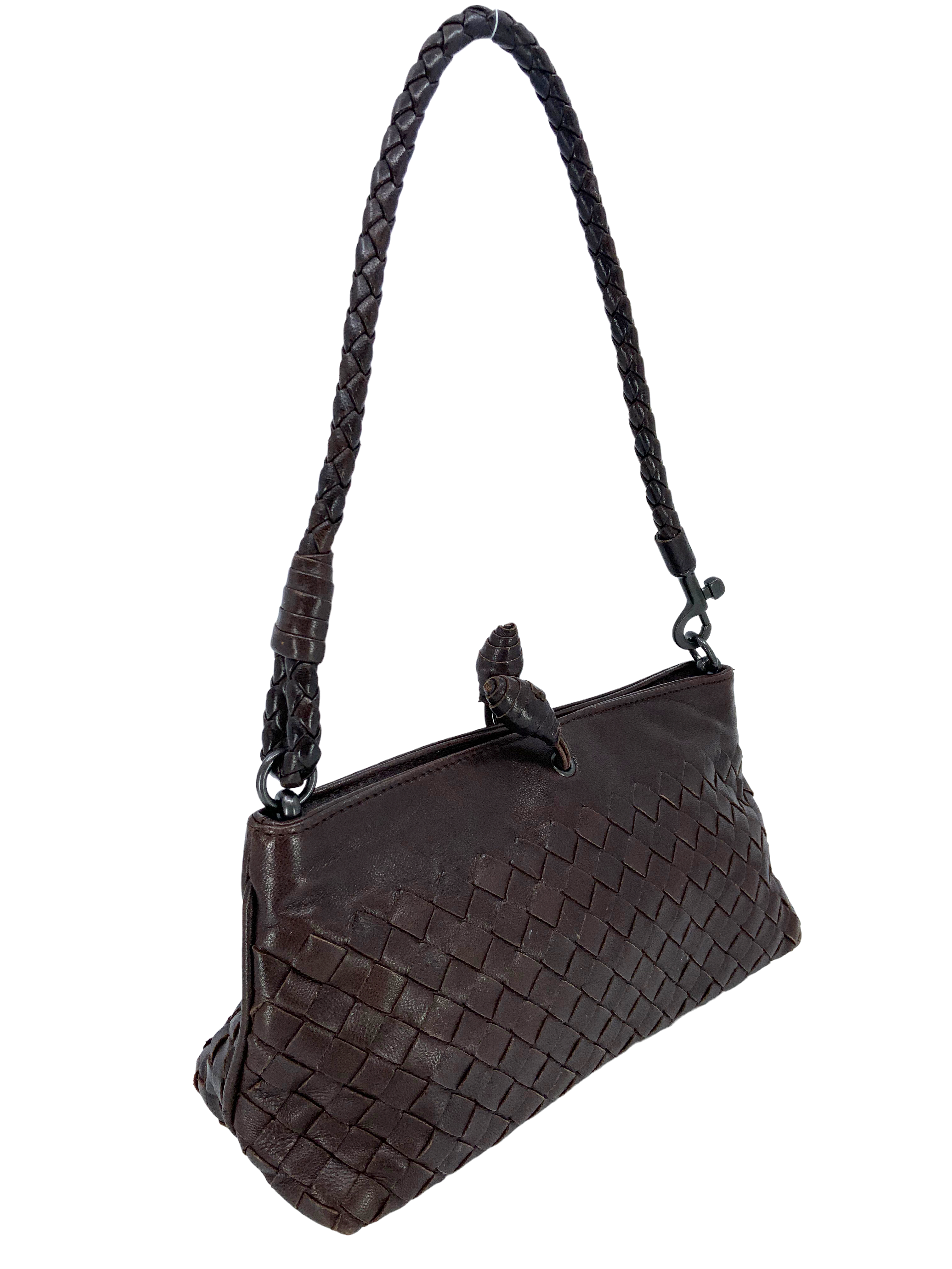 Bottega Veneta Vintage Intrecciato Woven Leather Small Shoulder Bag for Women | Luxury Crossbody Purse | Perfect for Date Night, Office & Travel