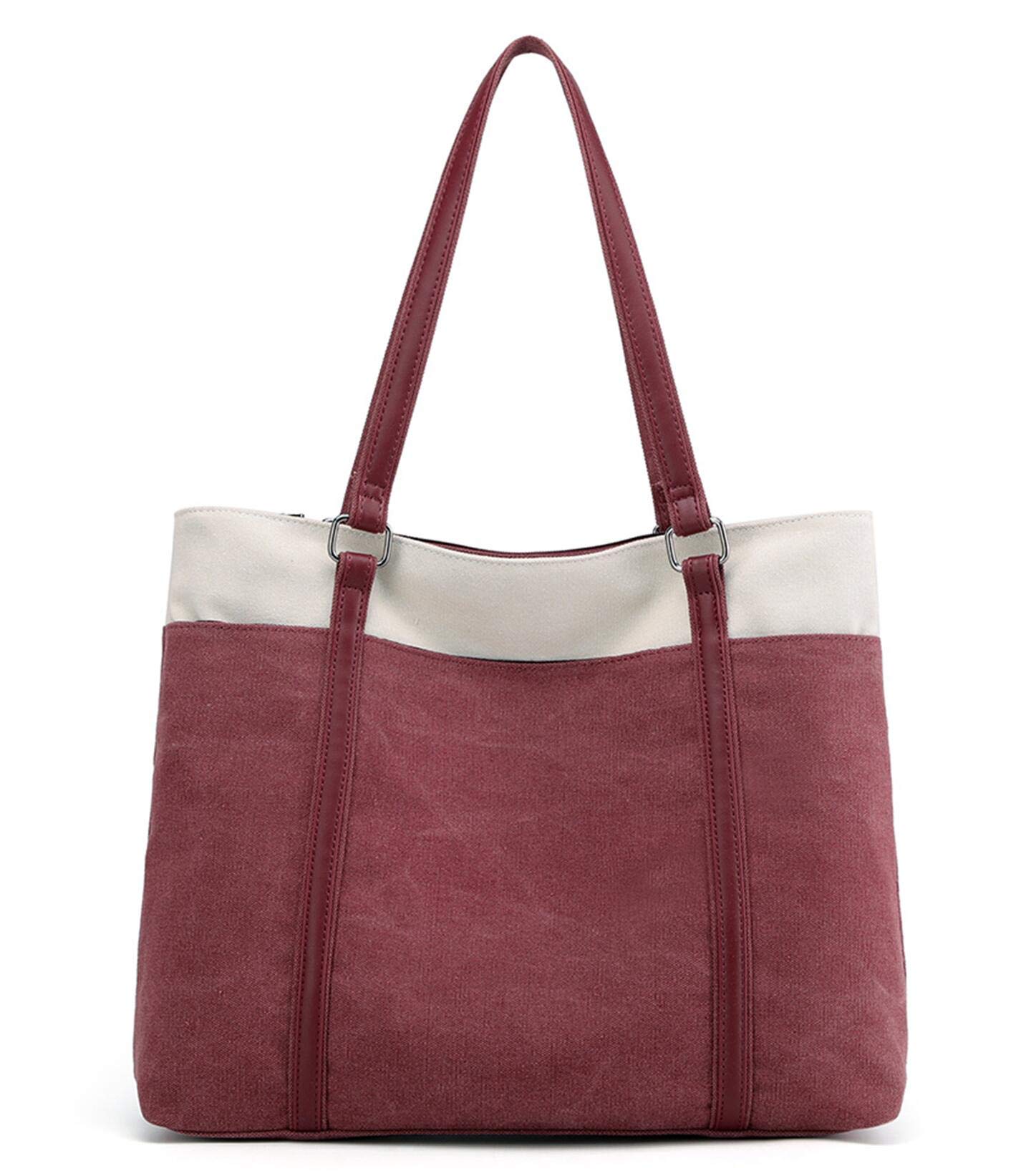 VOGUZY Women's Canvas Laptop Tote Bag - Stylish Work Purse & Professional Handbag for Office, Business Travel & Daily Commute
