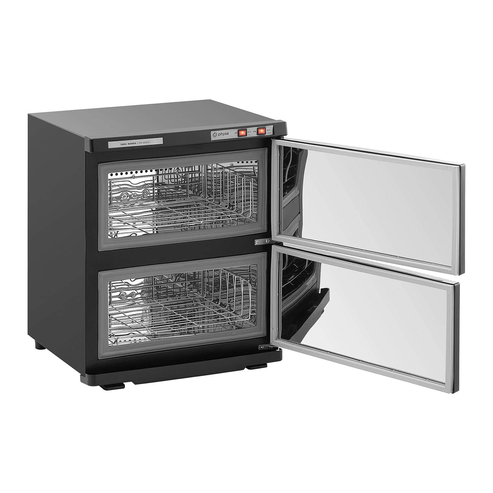 Physa PHY-400TH-1 Black UV Sterilizing Towel Warmer - 450W Fast Heating to 70°C for Spa, Salon & Home Use - Compact Cosmetic & Compress Warmer for Facial, Massage & Beauty Treatments