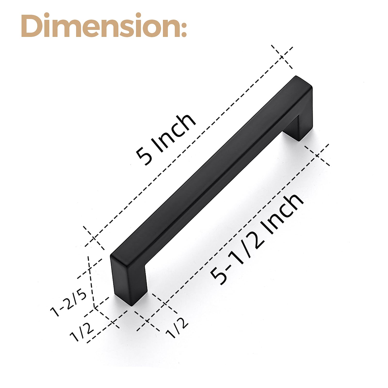 Ravinte 3-Pack 5 Inch Square Cabinet Handles - Matte Black Kitchen Cabinet Pulls & Drawer Handles - Durable Cabinet Hardware for Kitchen, Bathroom, Office & Furniture (Perfect for Modern Home Upgrade)