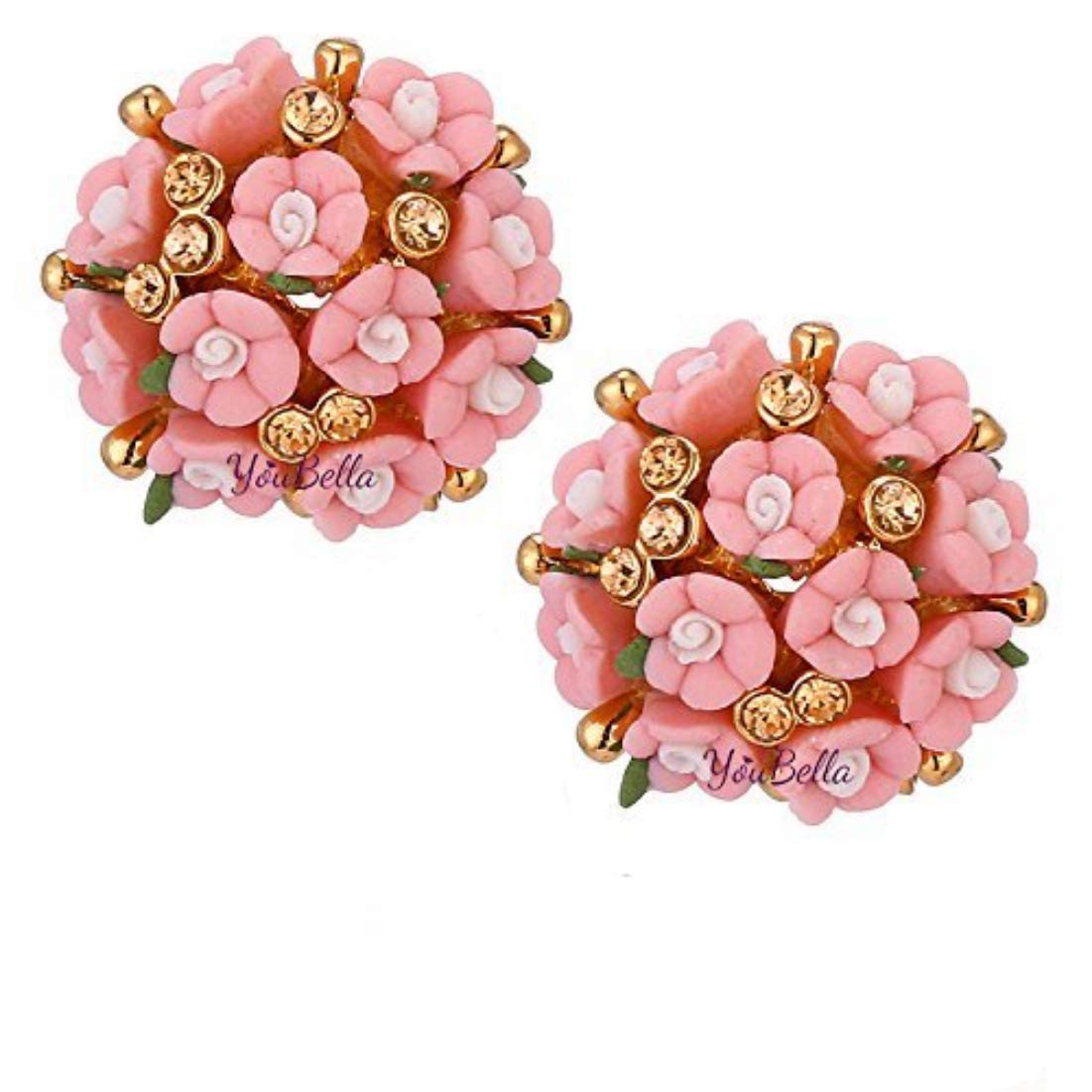 YouBella Gold Plated Floral Stud Earrings for Women & Girls - Elegant Jewelry Gift for Birthday, Wedding & Everyday Wear