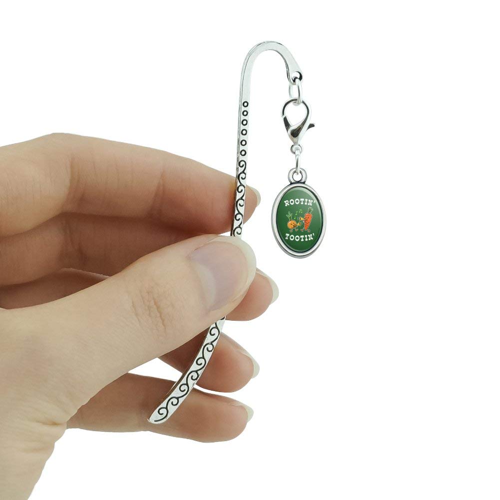 Funny Root Vegetables Humor Metal Bookmark - Rootin' Tootin' Veggie Page Marker with Oval Charm for Book Lovers & Garden Enthusiasts | Perfect Gift for Readers, Plant Lovers & Gardening Gifts