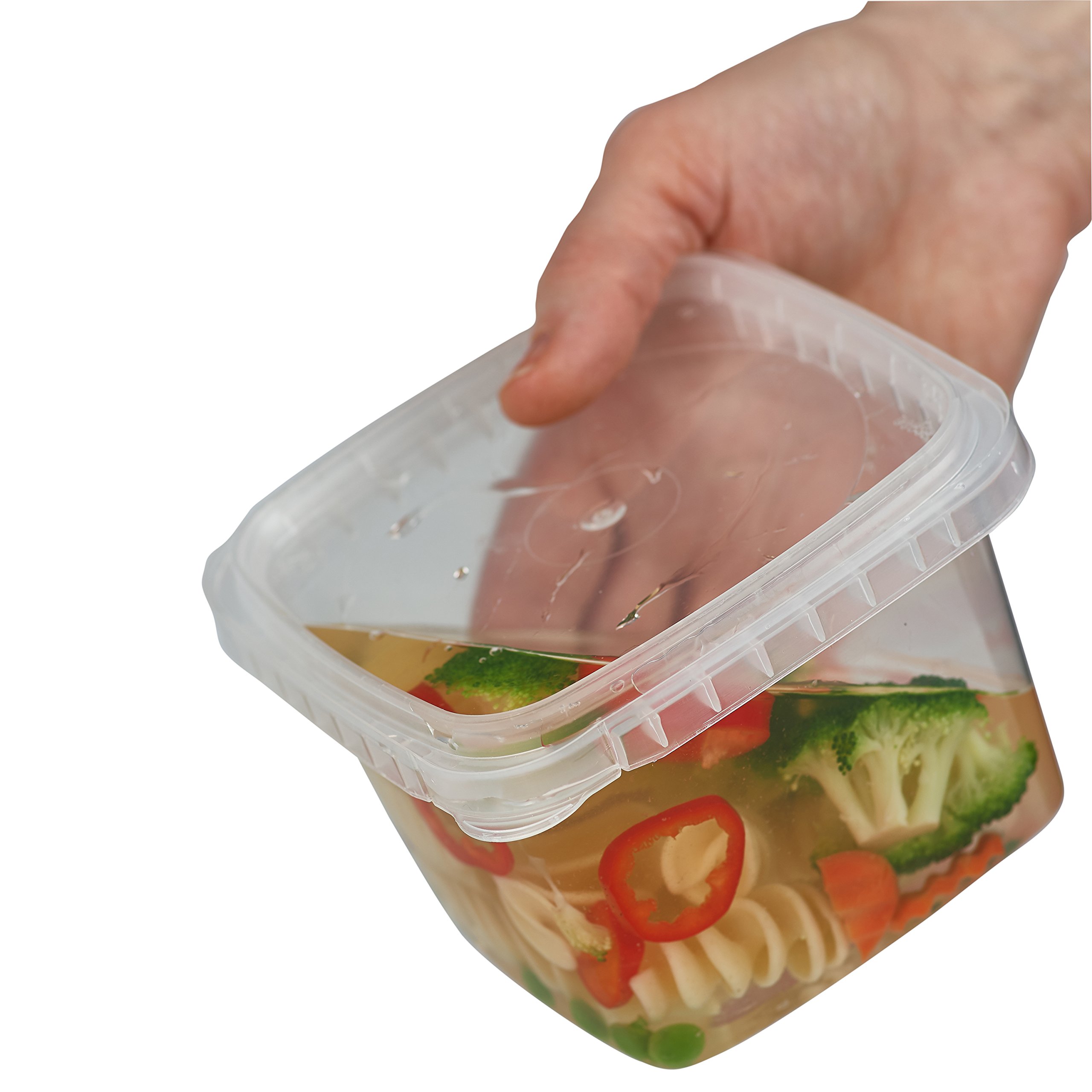 16-oz Square Clear Deli Containers with Lids - BPA-Free Tamper-Proof Food Storage Containers for Meal Prep, Takeout & Leftovers | Airtight Space-Saving Design | Pack of 25 | Perfect for Restaurants, Catering & Home Kitchen Organization