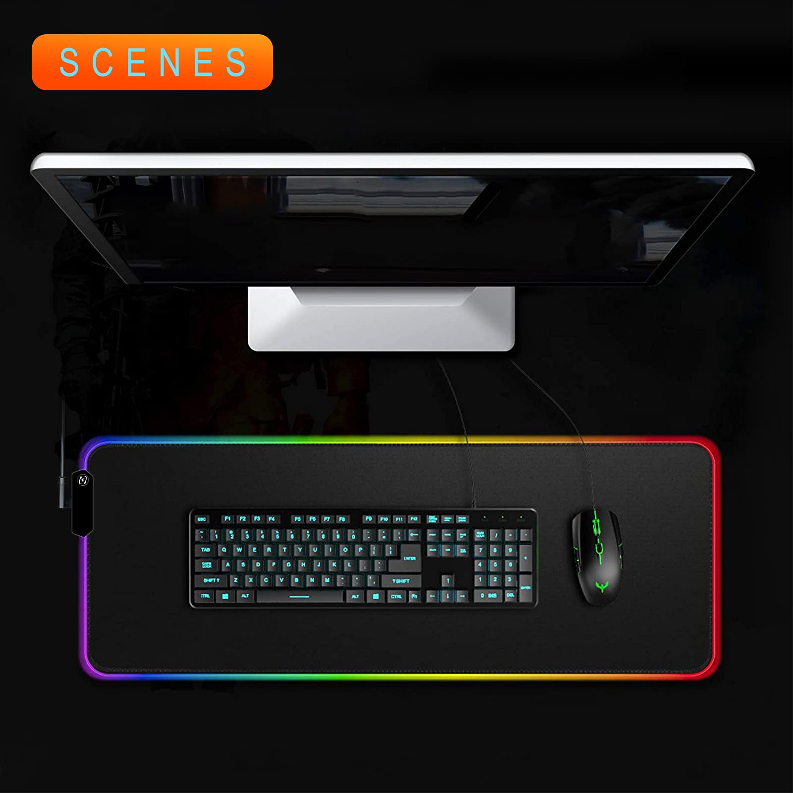 Custom RGB LED Gaming Mouse Pad - Personalized Design for PC & Office Use - 23.6x13.8in Large Non-Slip Surface - Perfect Gift for Gamers & Tech Lovers - Ideal for Gaming Setups, Work Desks & Dorm Rooms