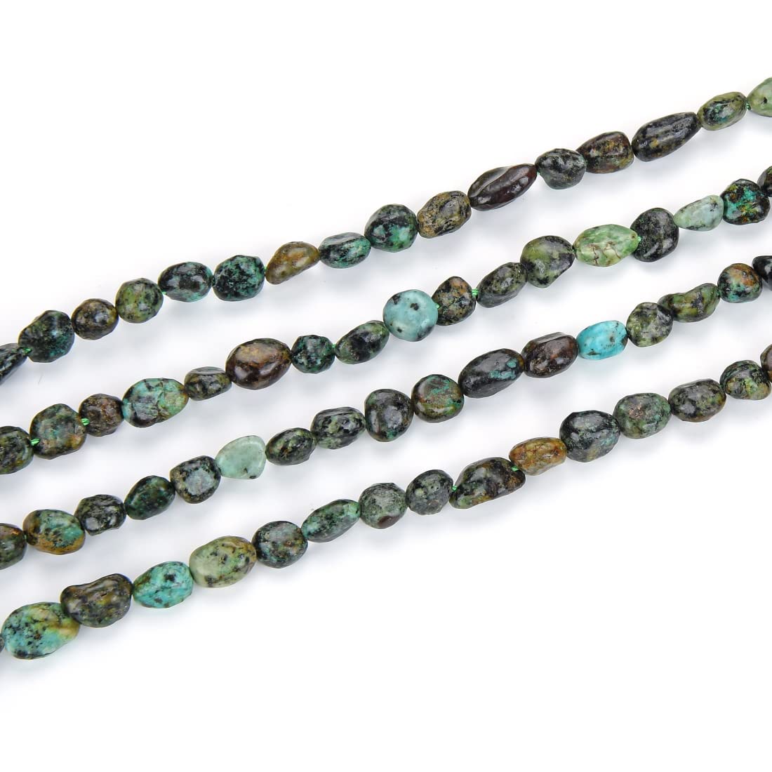 Natural African Turquoise Healing Gemstone Beads - 6mm to 8mm Free Form Oval Tumbled Pebble Stones - 15 Inch Strand for Jewelry Making (GZ11-82) - Perfect for Necklaces, Bracelets & DIY Craft Projects