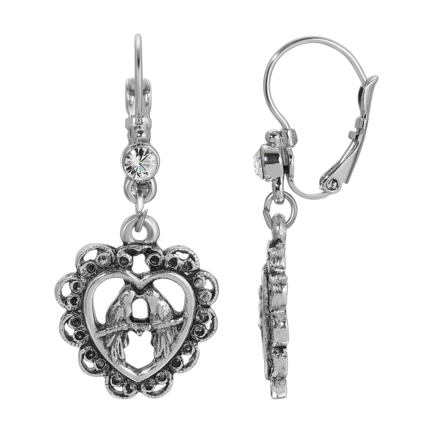 1928 Jewelry Love Birds Crystal Drop Earrings for Women - Elegant Vintage Dangle Earrings for Wedding, Party & Special Occasions