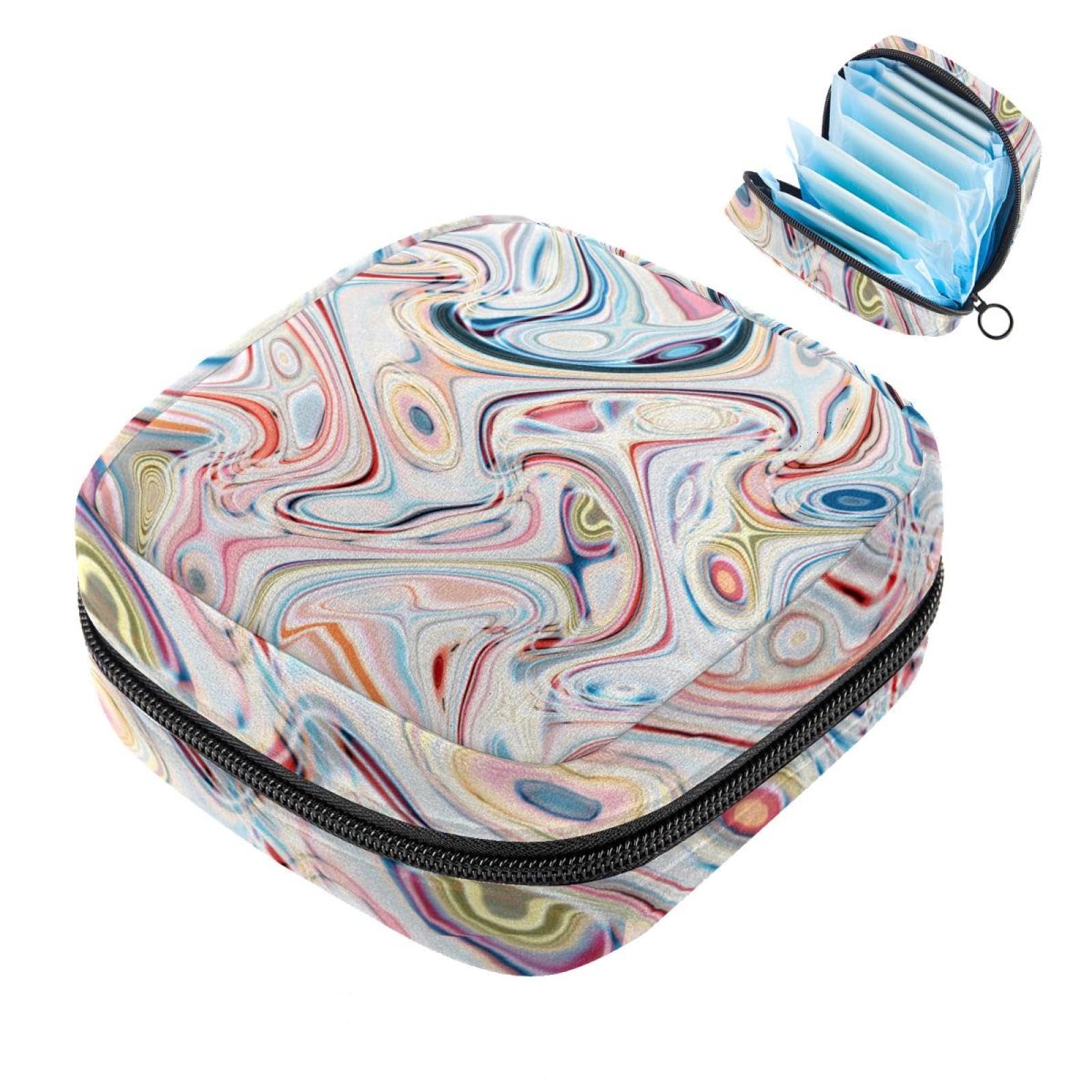 Marble Pattern Sanitary Pad Storage Pouch for Women & Girls - Perfect for First Period, Menstrual Cups & Tampons | Travel, School & Gym Essentials