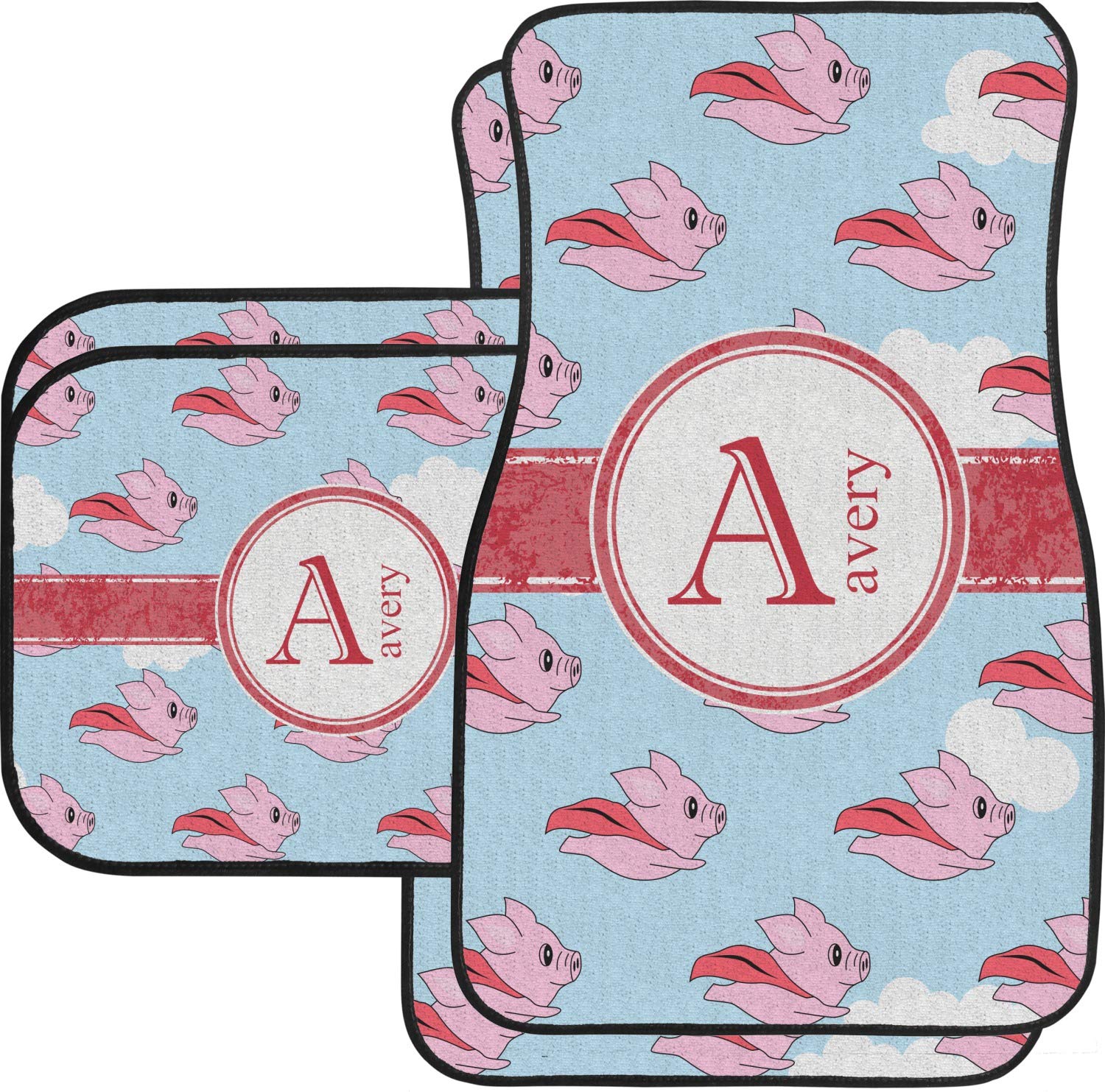 Custom Flying Pigs Car Floor Mats Set - 2 Front & 2 Rear Mats for Cars, SUVs & Trucks - Waterproof & Durable - Perfect for Gifts, Pet Lovers & Unique Car Accessories
