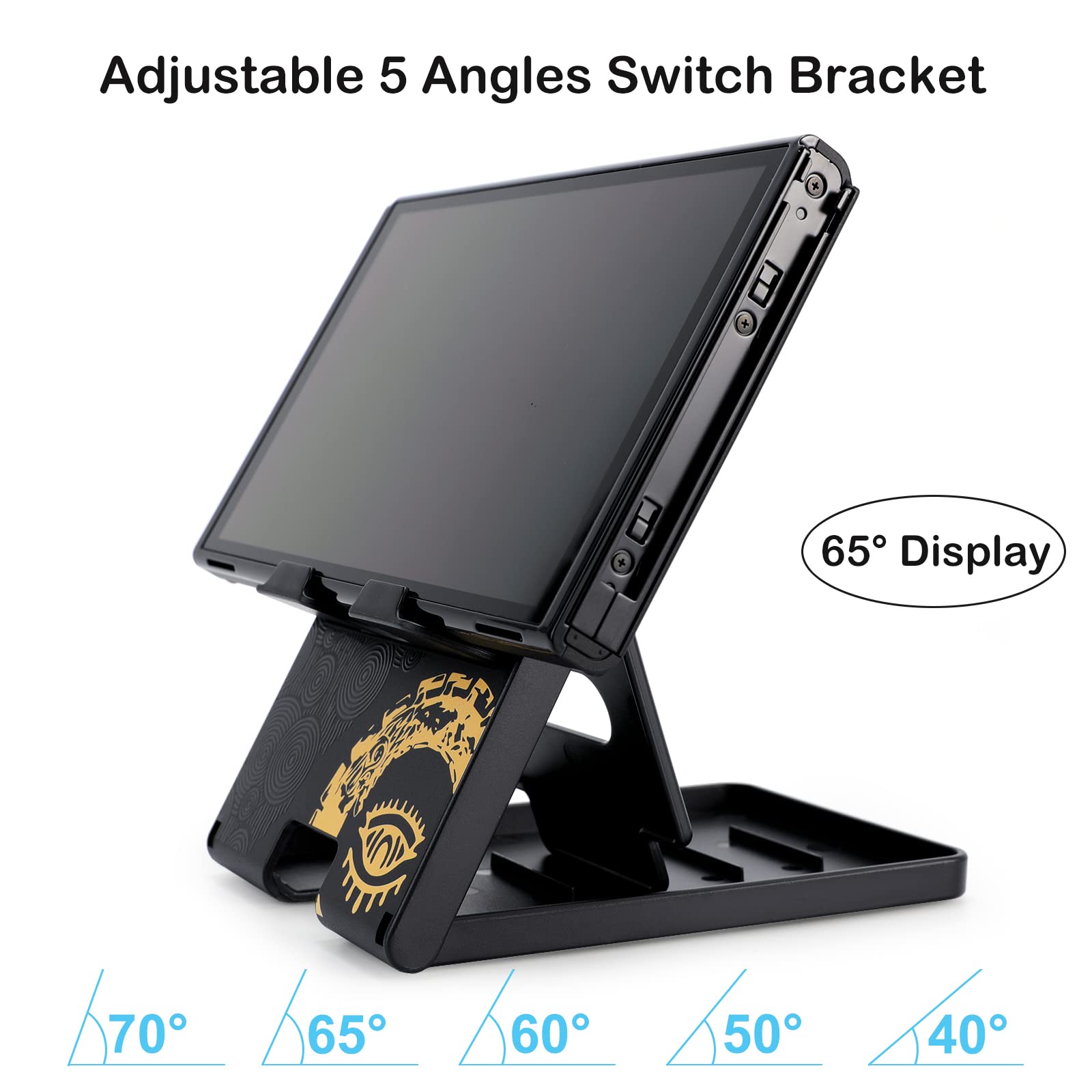 Premium Adjustable Foldable Nintendo Switch Stand - Compatible with Switch OLED, Lite & Tears of The Kingdom Edition | Portable Gaming Holder for Travel, Bedroom & Desk Play