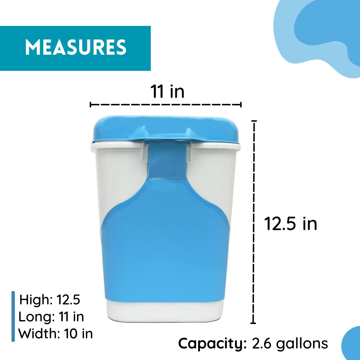 Elly Décor 2.6 Gallon Step-On Trash Can with Lid - Durable Plastic Waste Bin for Kitchen, Office & Home - Fits Under Desk (10L, White & Blue) - Perfect for Small Spaces, Bathrooms & Dorm Rooms