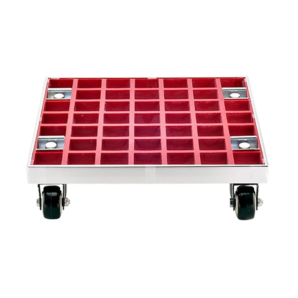 Heavy Duty Rolling Plant Caddy - Square Flower Pot Stand with 4 Lockable Wheels, 330Lbs Capacity Plant Dolly for Indoor Outdoor Use - Perfect for Moving Large Potted Plants, Herbs & Garden Decor (Red, 20cm/7.87inch)