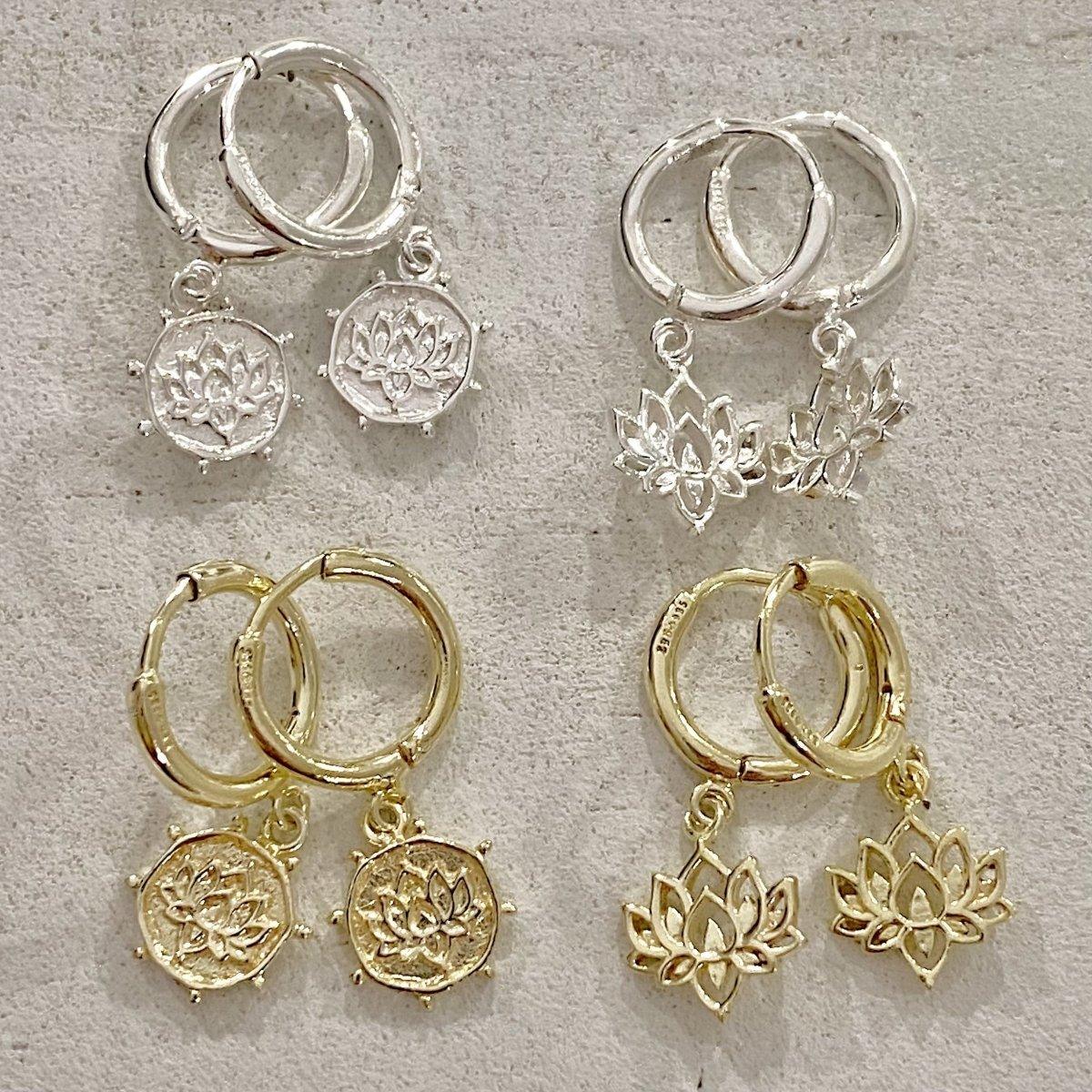 Boho Chic Sterling Silver Lotus Flower Hoop Earrings for Women - Perfect for Festival, Wedding & Everyday Wear