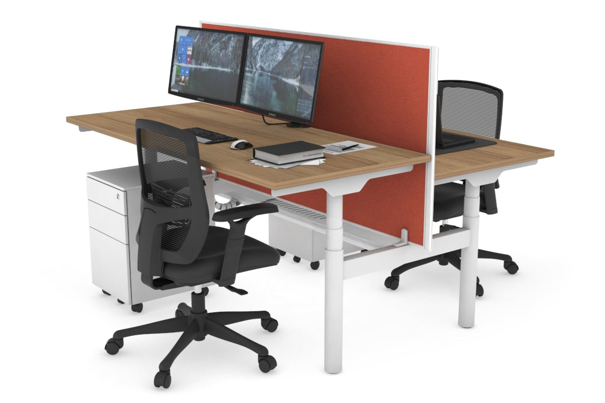 Flexi Premium Height Adjustable 2-Person H Bench Workstation - White Frame [1800L x 700W] - Ideal for Office, Home Workspace & Collaborative Environments
